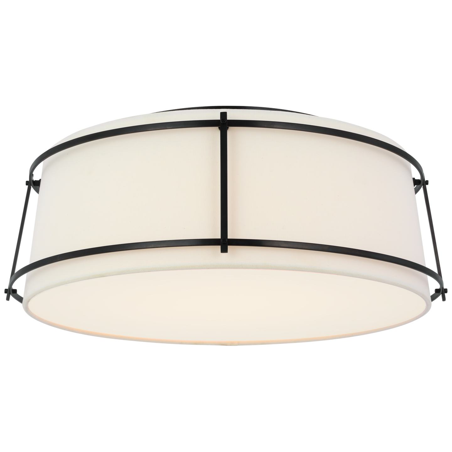 Callaway 18" Flush Mount in Bronze with Linen Shade and Frosted Acrylic