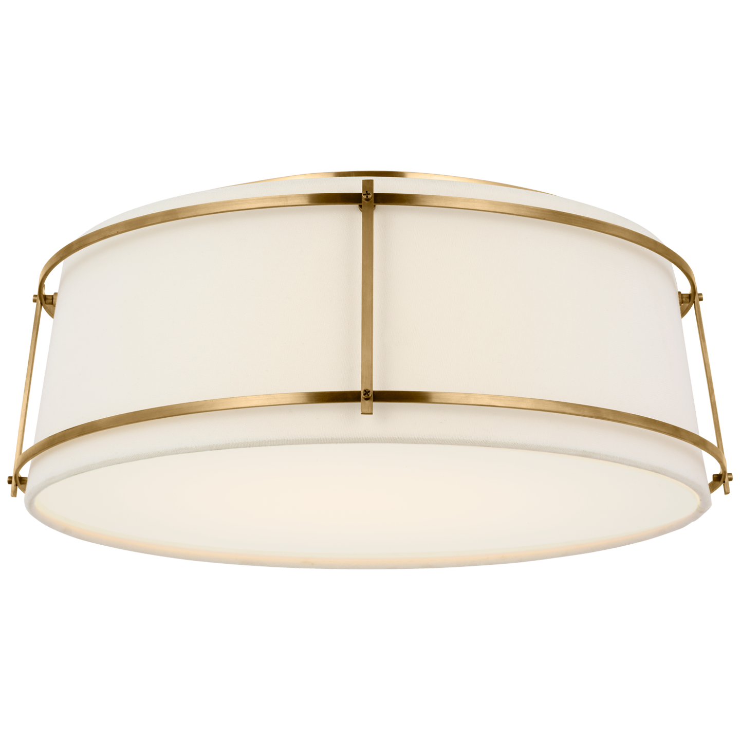 Callaway 18" Flush Mount in Hand-Rubbed Antique Brass with Linen Shade and Frosted Acrylic