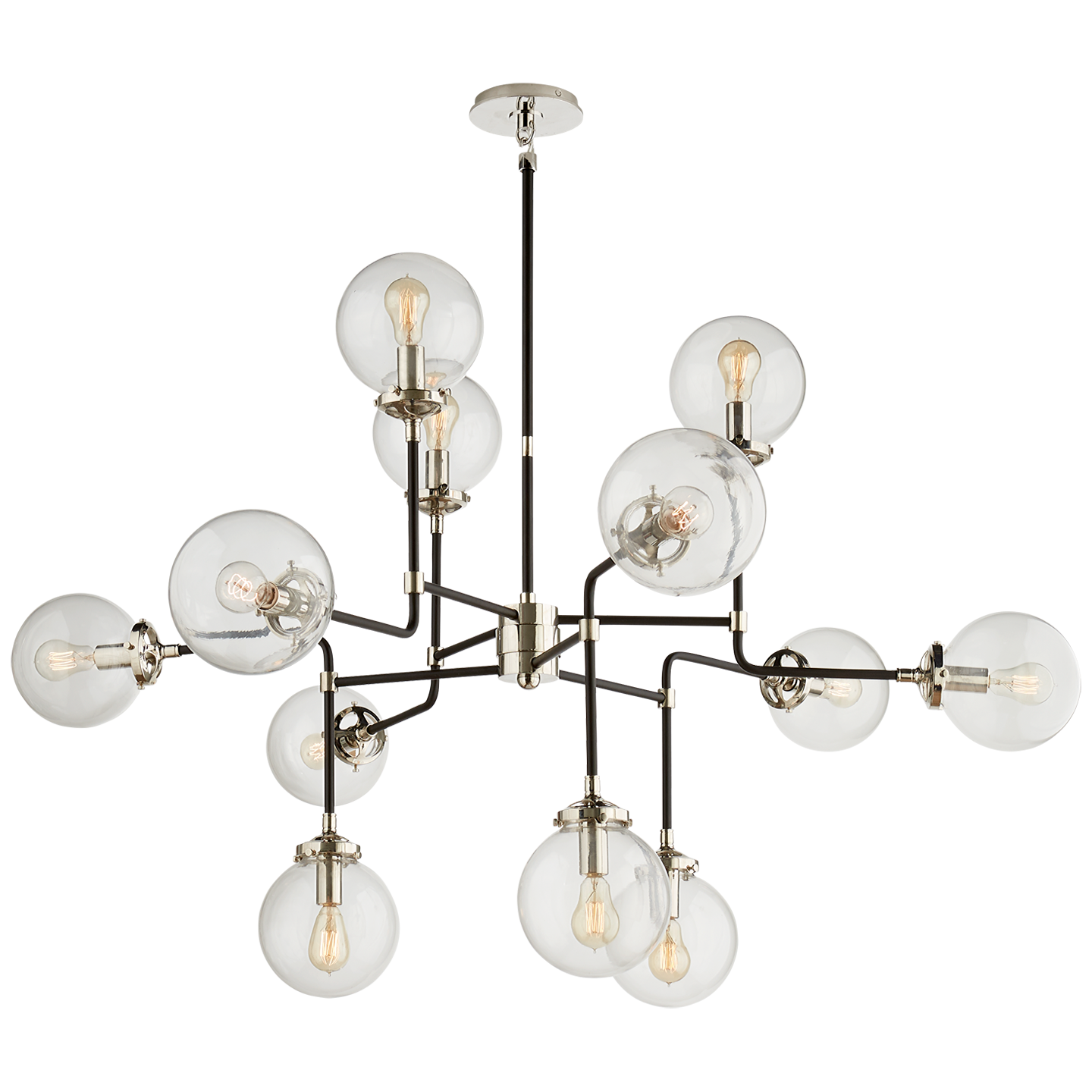Bistro Medium Chandelier in Polished Nickel with Clear Glass Open Box