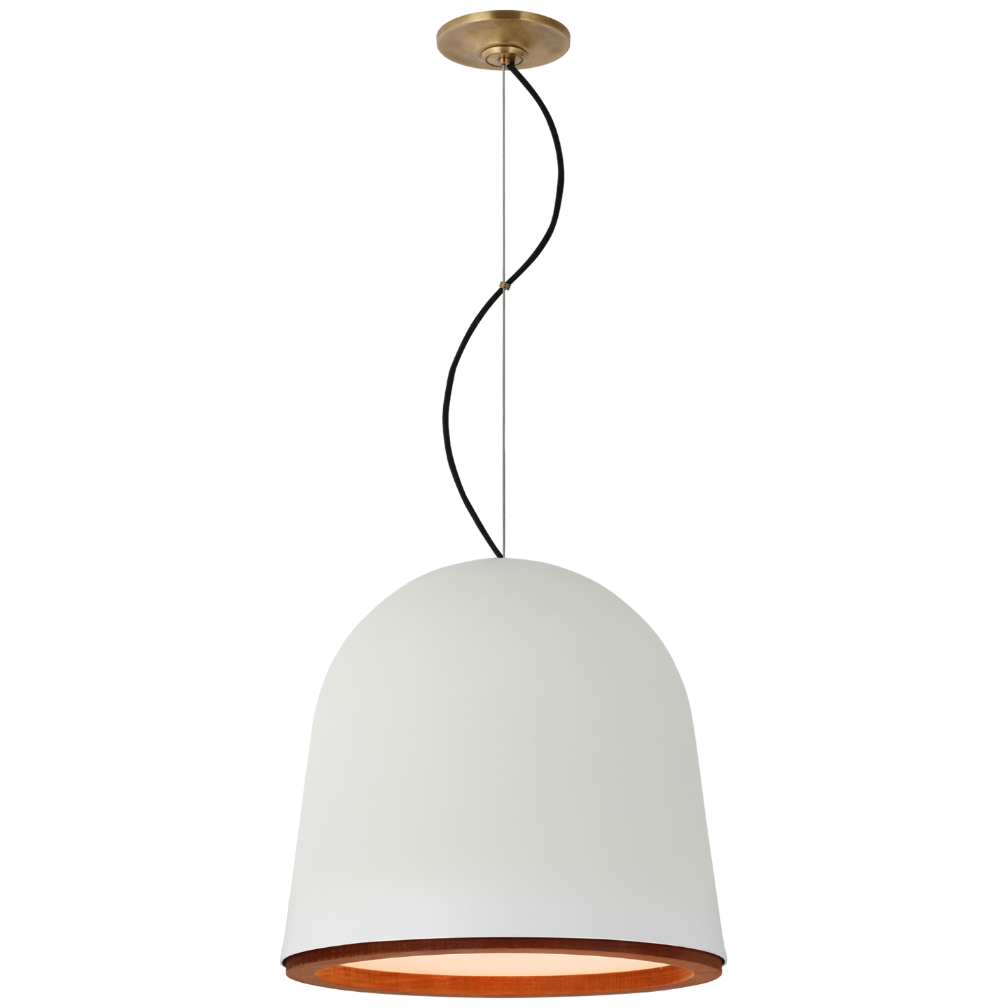 Murphy Medium Pendant in Plaster White and Dark Teak Open Box
