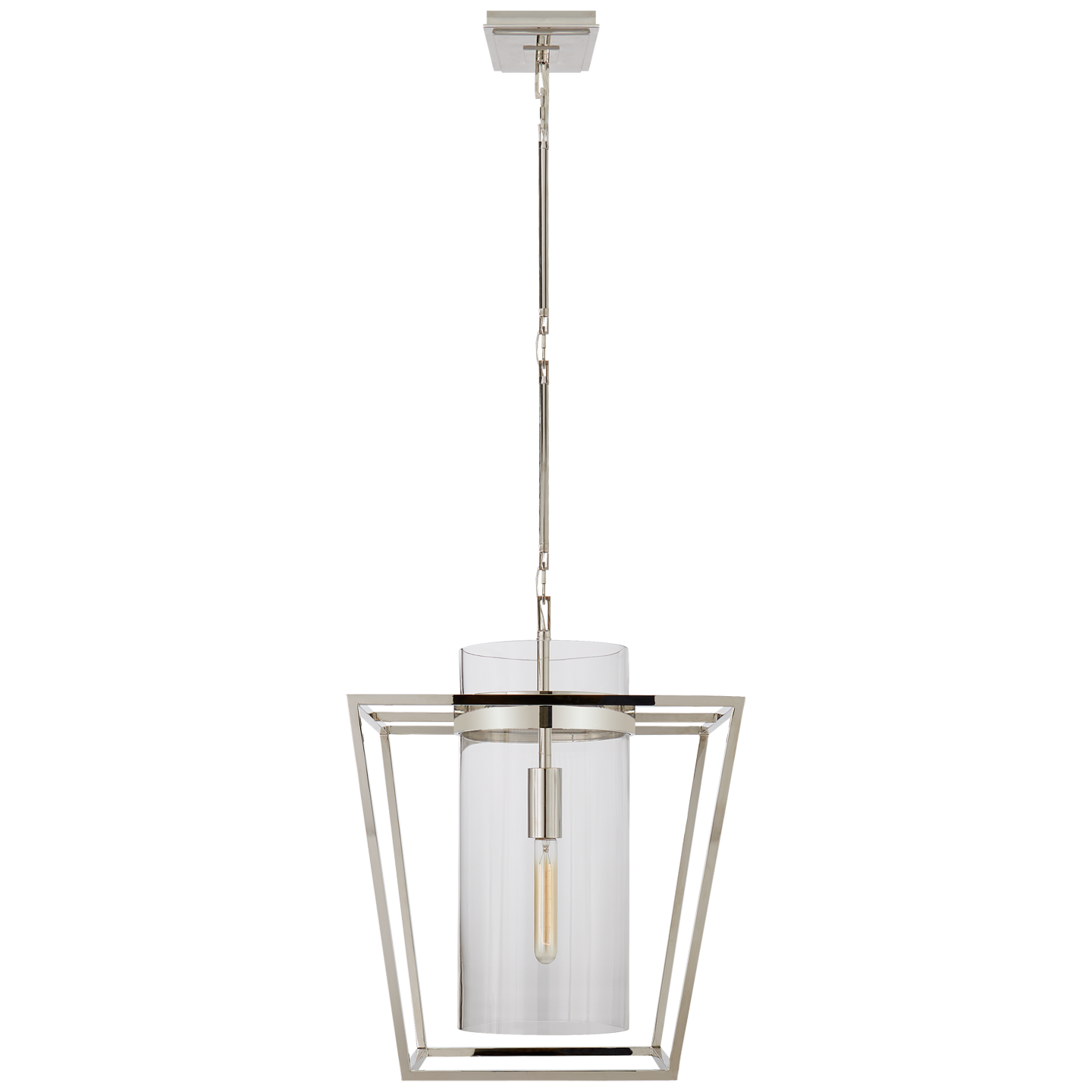 Presidio Small Lantern in Polished Nickel with Clear Glass Open Box