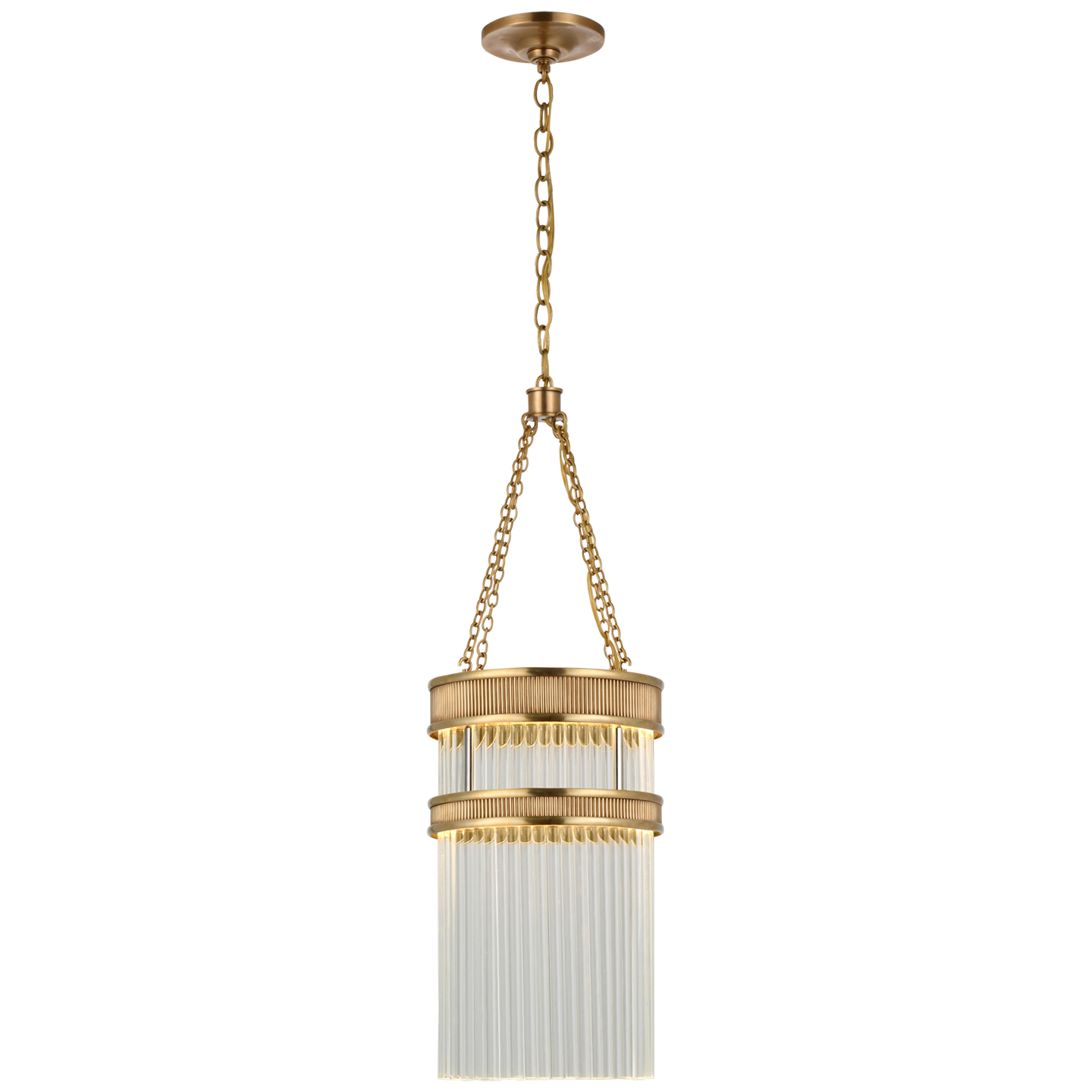 Menil Tall Chandelier in Soft Brass with Crystal Rods Open Box