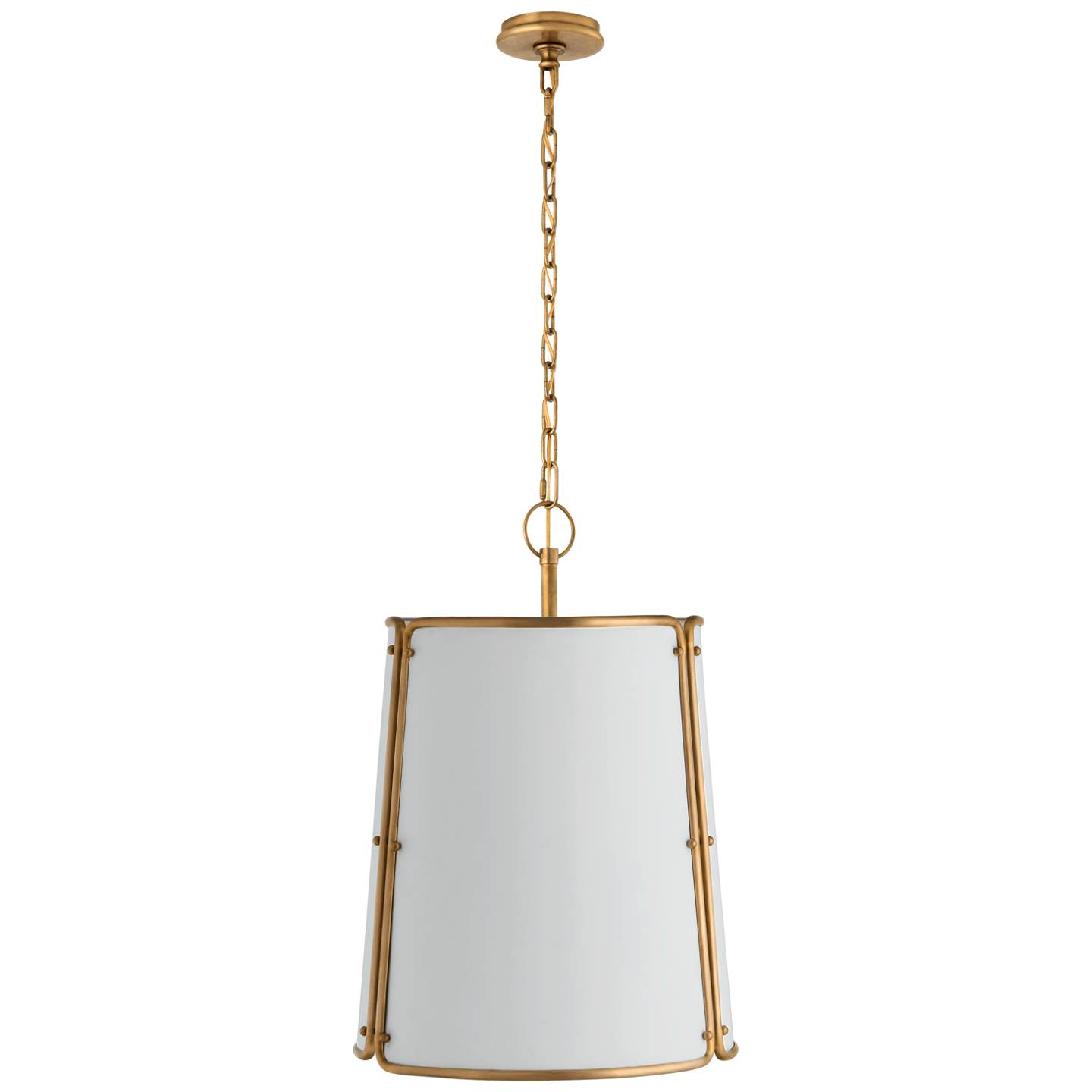 Hastings Medium Pendant in Hand-Rubbed Antique Brass with White Shade Open Box