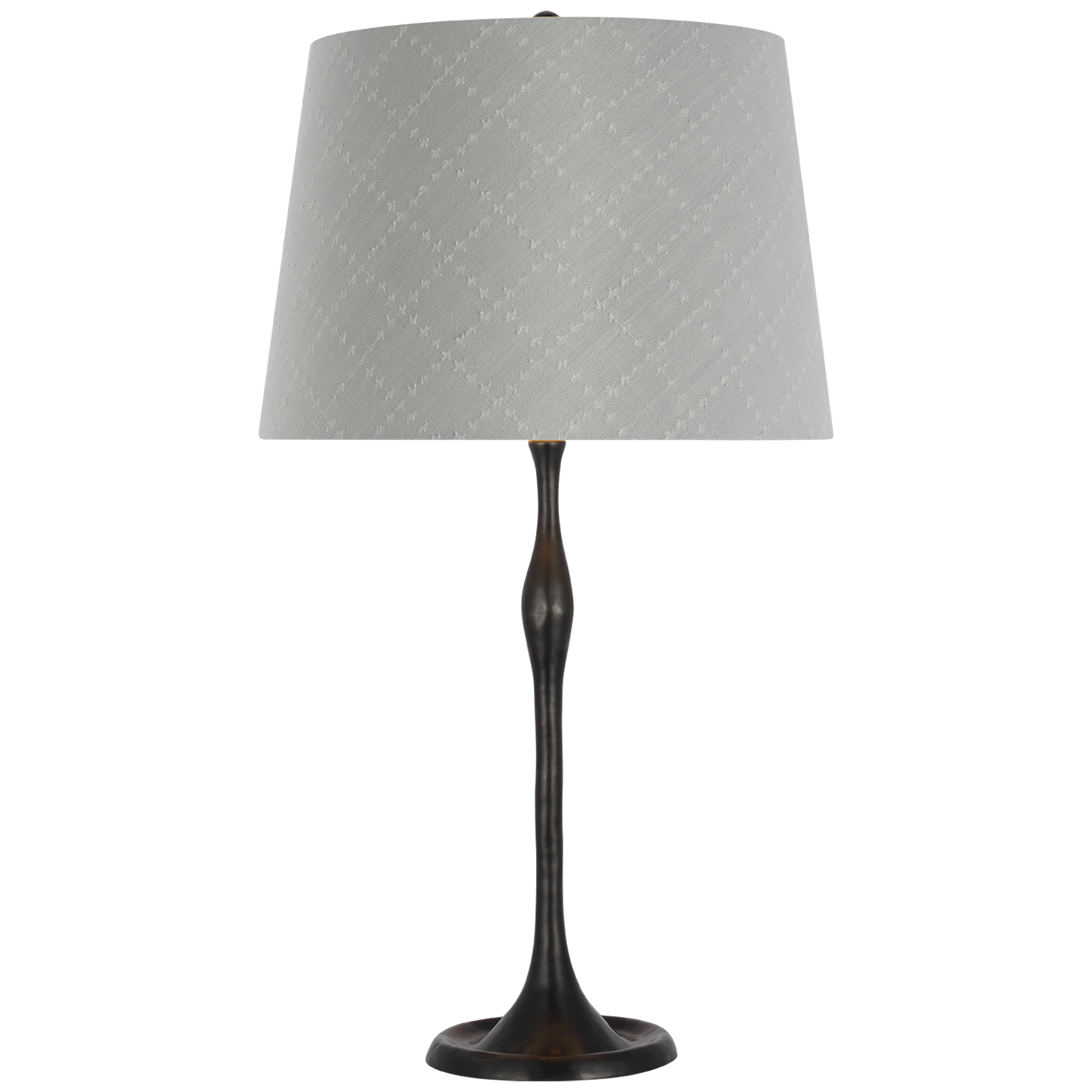 Romero Medium Table Lamp in Bronze with Schumacher 16" Sky Elin Check Empire Shade