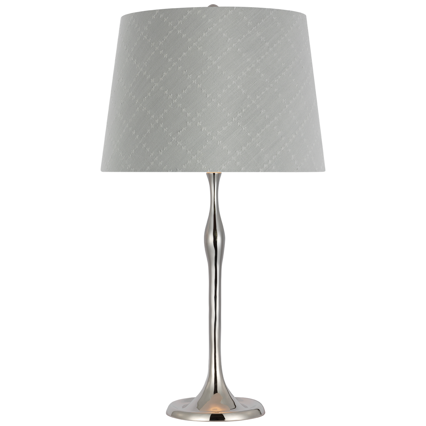 Romero Medium Table Lamp in Polished Nickel with Schumacher 16" Sky Elin Check Empire Shade