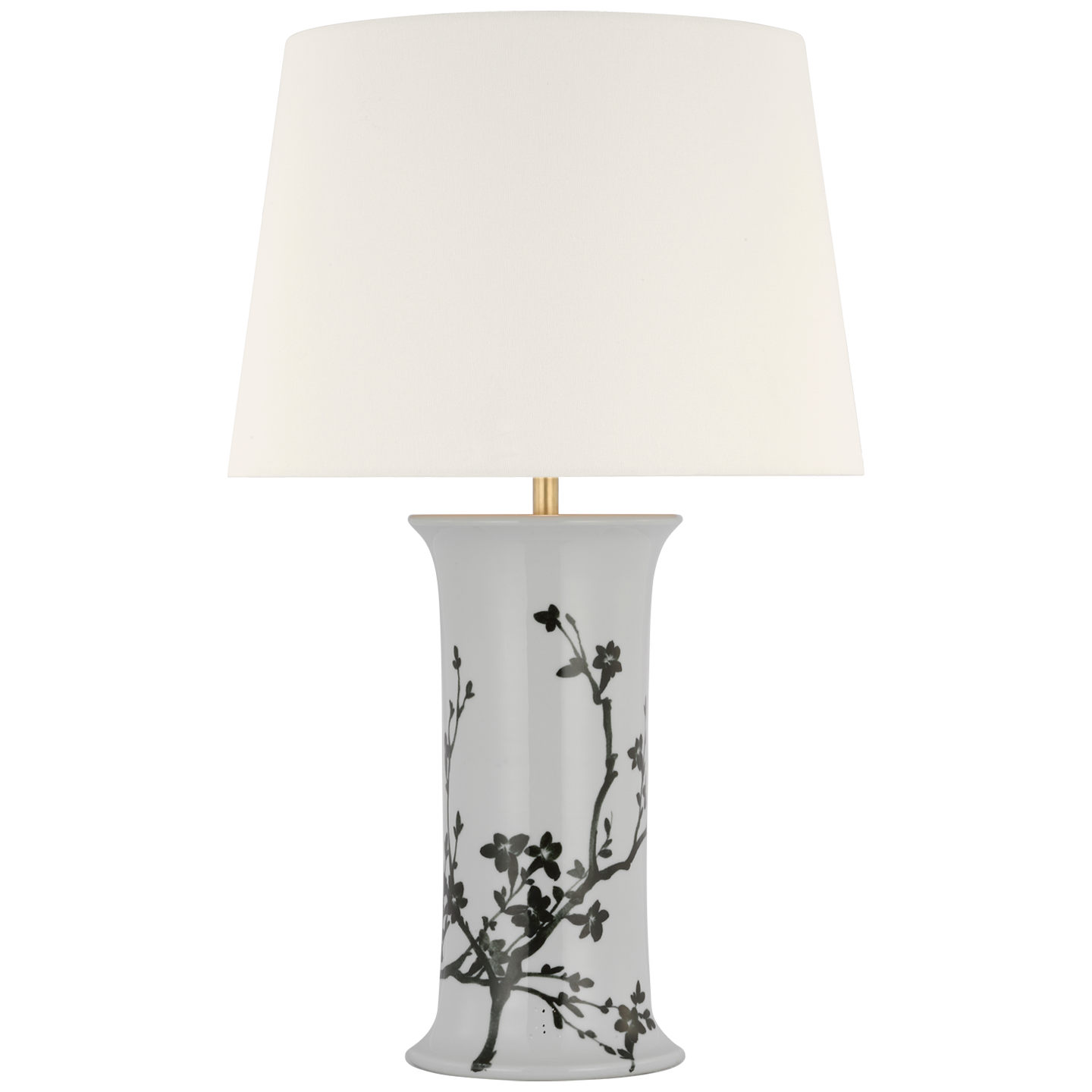 Mallory Medium Table Lamp in Black Twiggy with 18" Linen Empire Shade