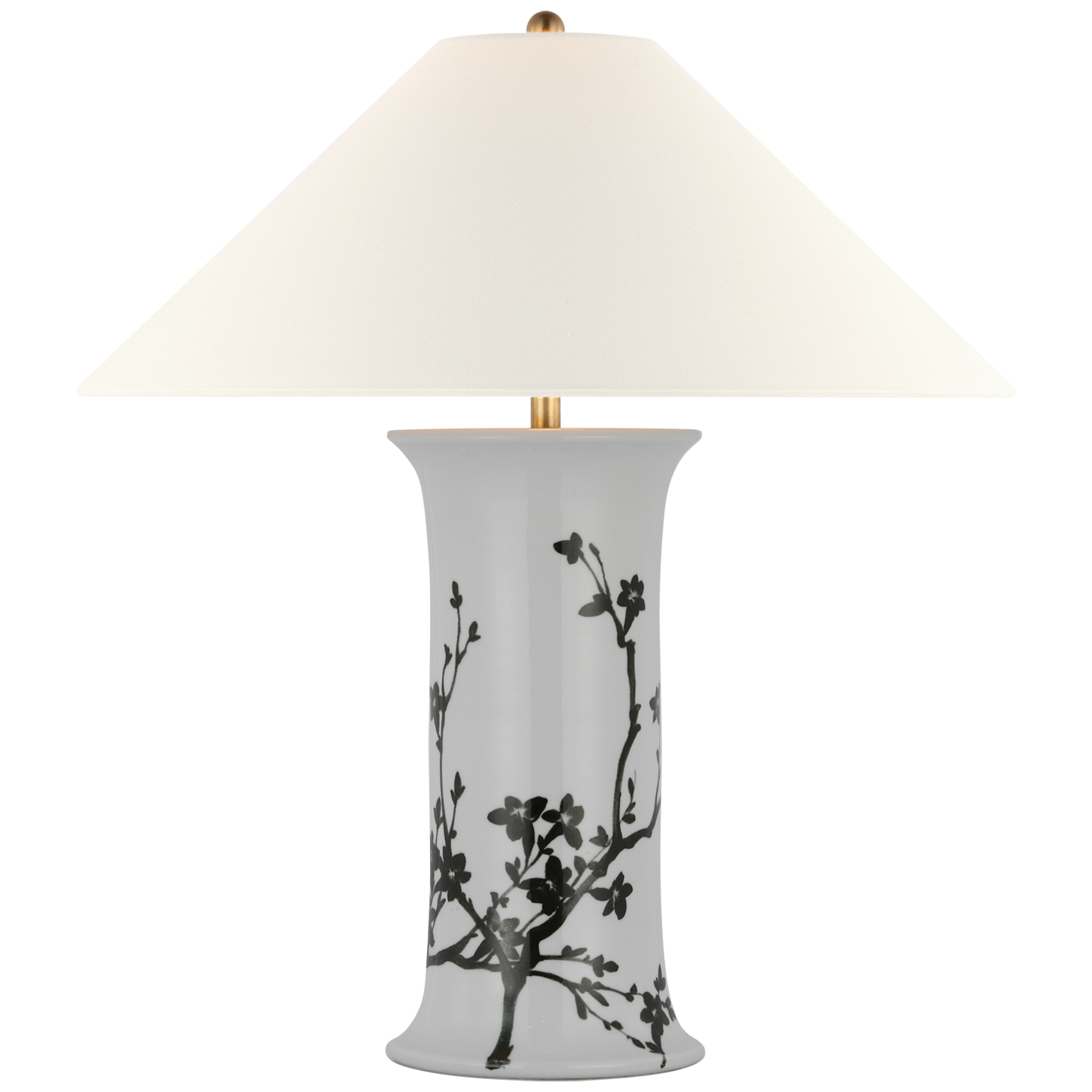 Mallory Medium Table Lamp in Black Twiggy with 23" Linen Flare Shade