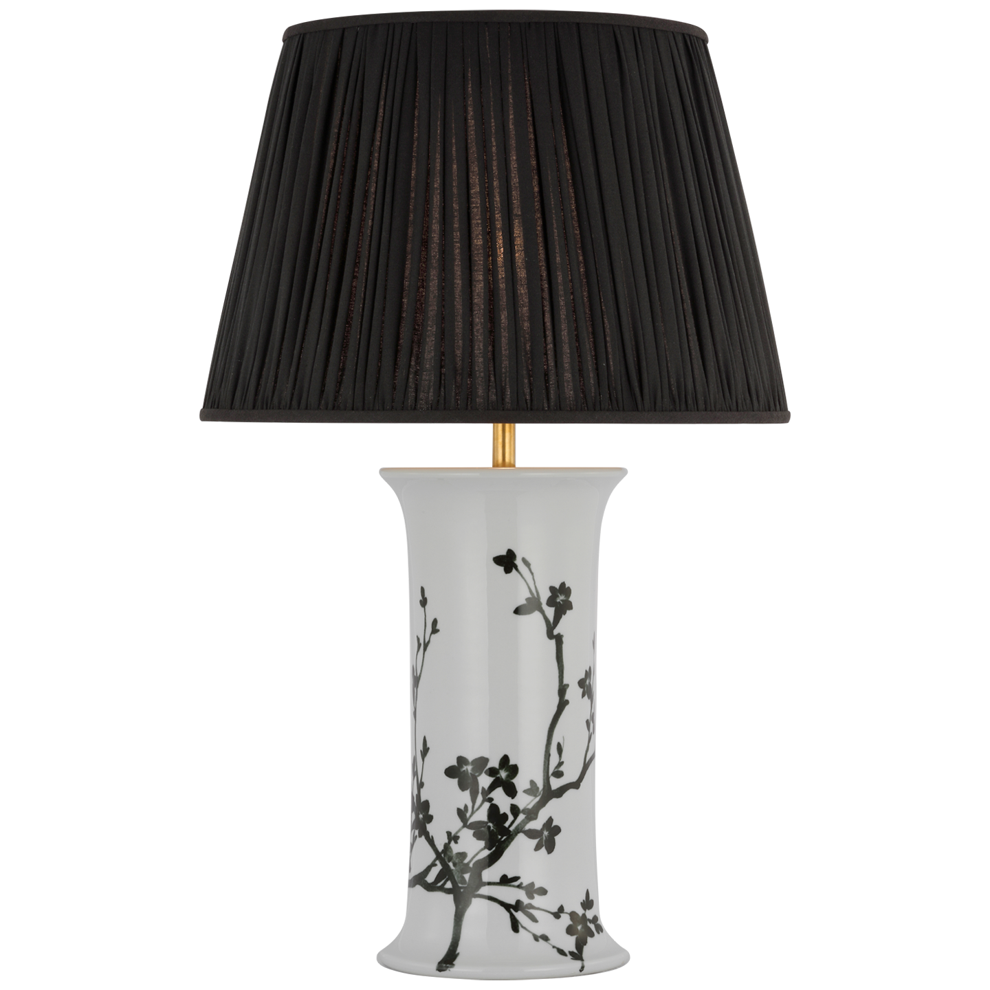 Mallory Medium Table Lamp in Black Twiggy with 18" Black Linen Pleated Empire Shade