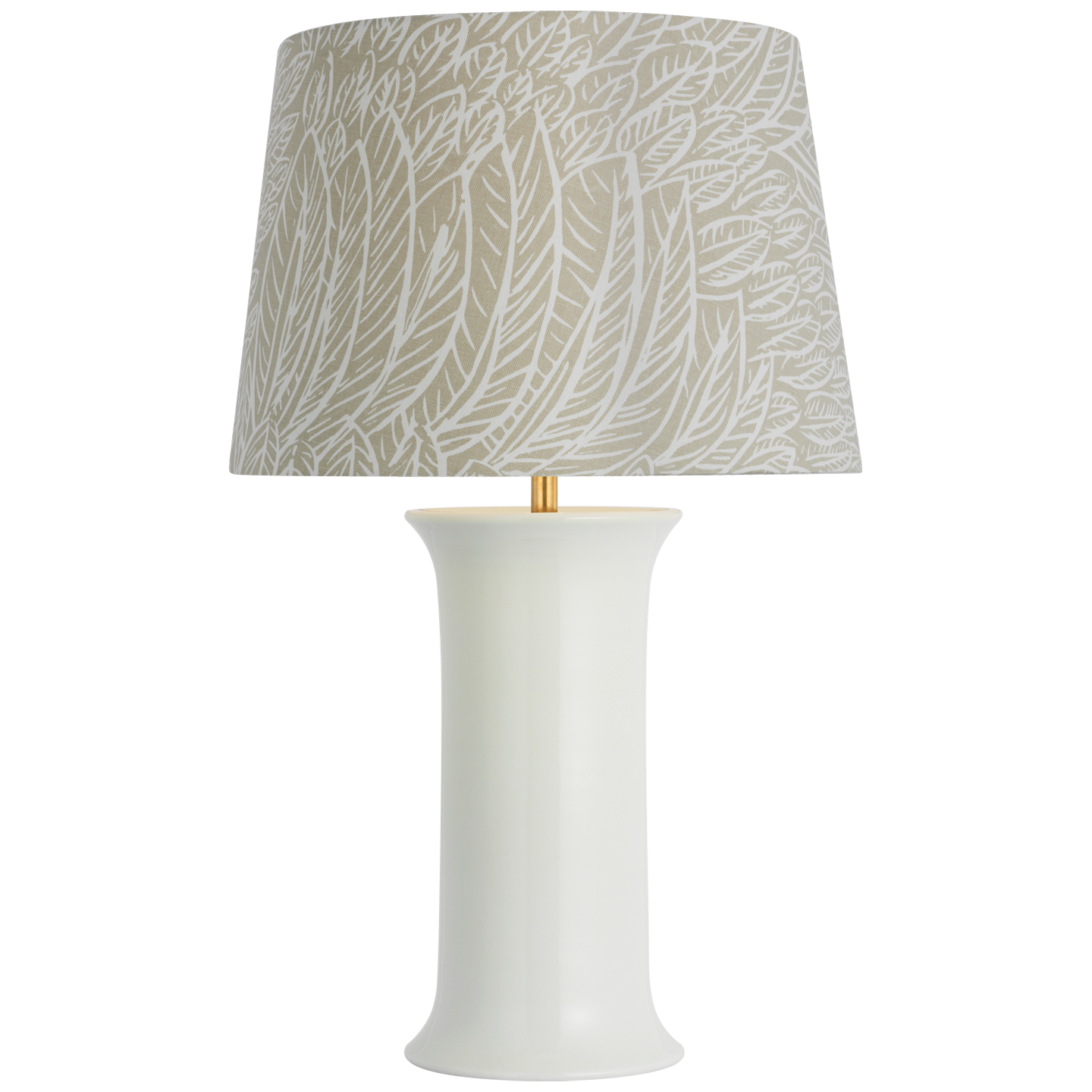 Mallory Medium Table Lamp in White Porcelain with Schumacher 18" Natural Featherfest Empire Shade