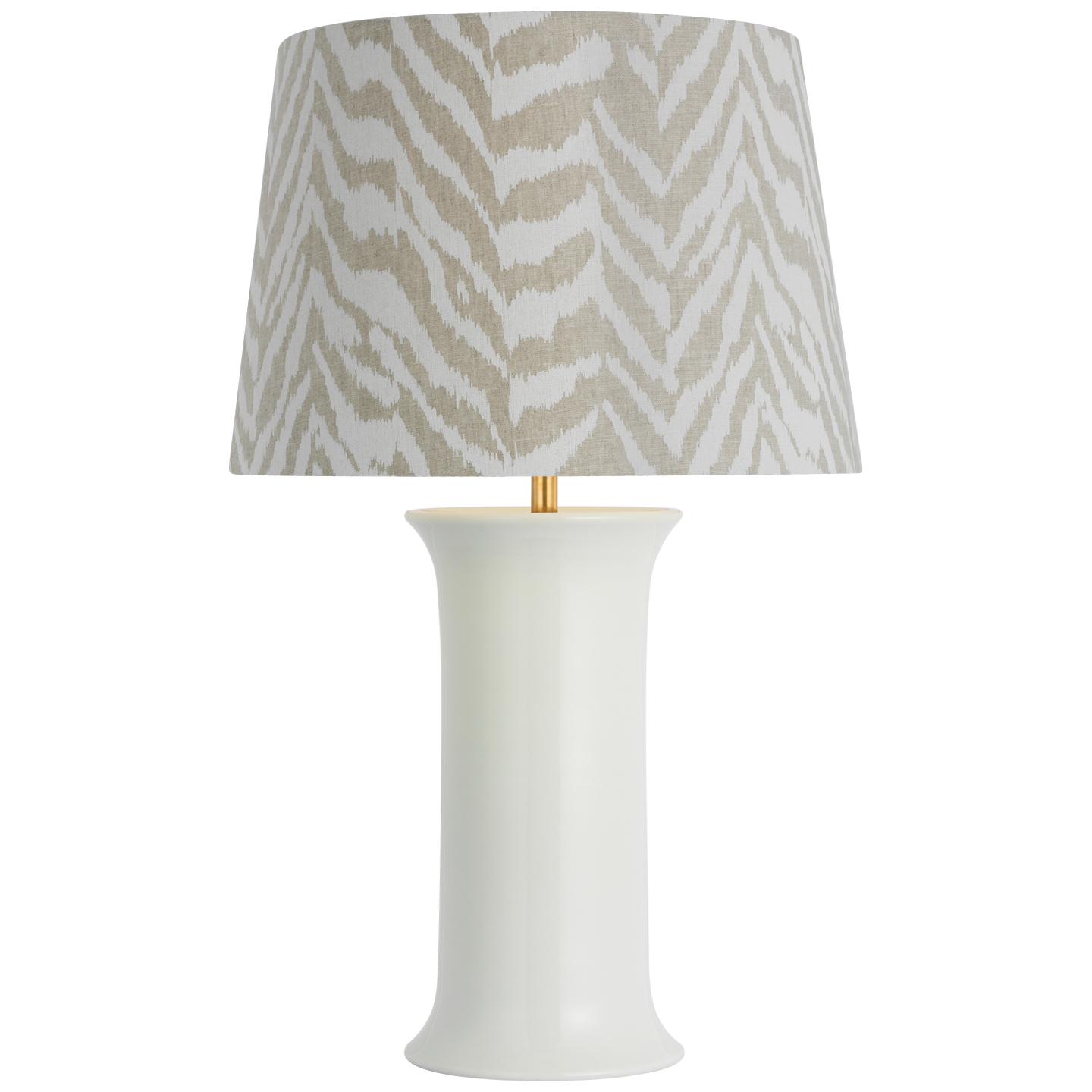 Mallory Medium Table Lamp in White Porcelain with Schumacher 18" Natural Quincy Empire Shade
