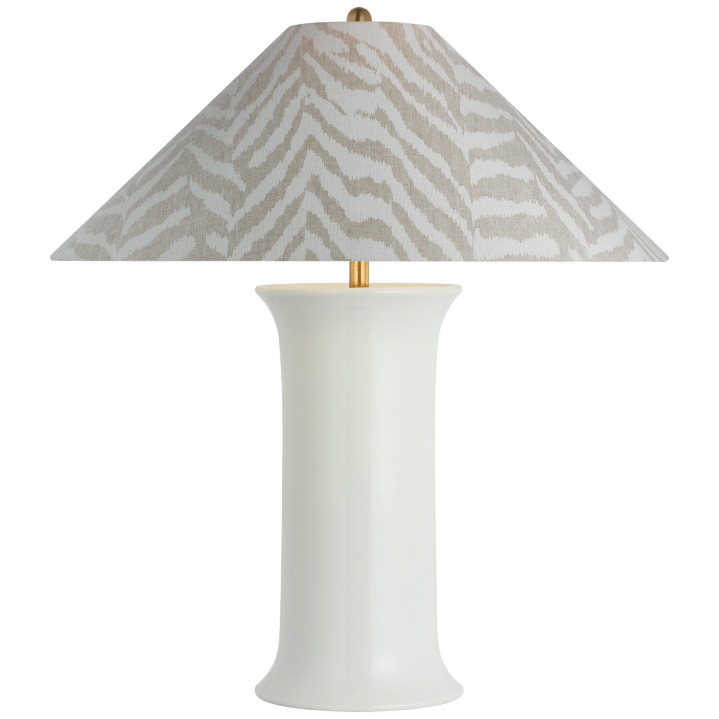 Mallory Medium Table Lamp in White Porcelain with Schumacher 23" Natural Quincy Flare Shade