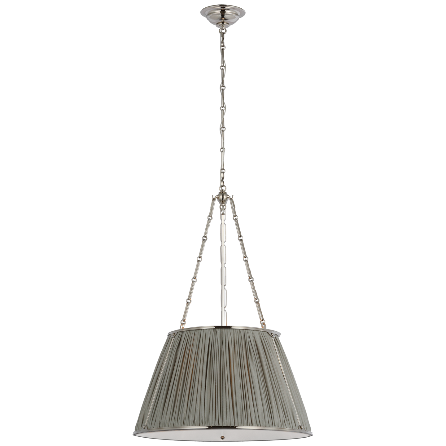 Allister 21" Hanging Shade in Polished Nickel with Mist Silk Pleated Shade