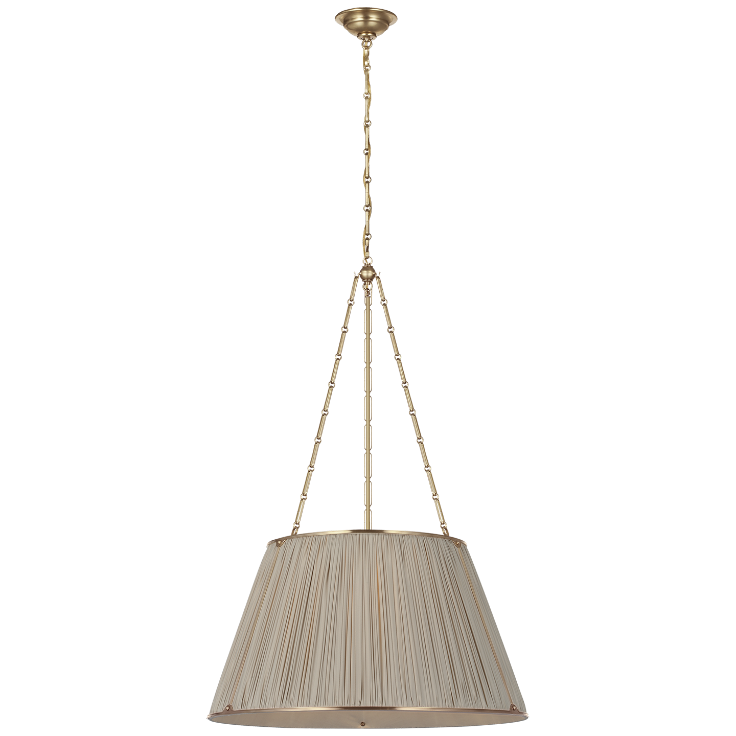 Allister 29" Hanging Shade in Hand-Rubbed Antique Brass with Champagne Silk Pleated Shade Open Box
