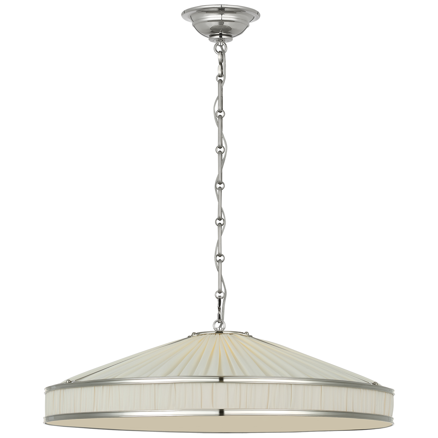 Allister 24" Galleried Hanging Shade in Polished Nickel with Pleated Silk