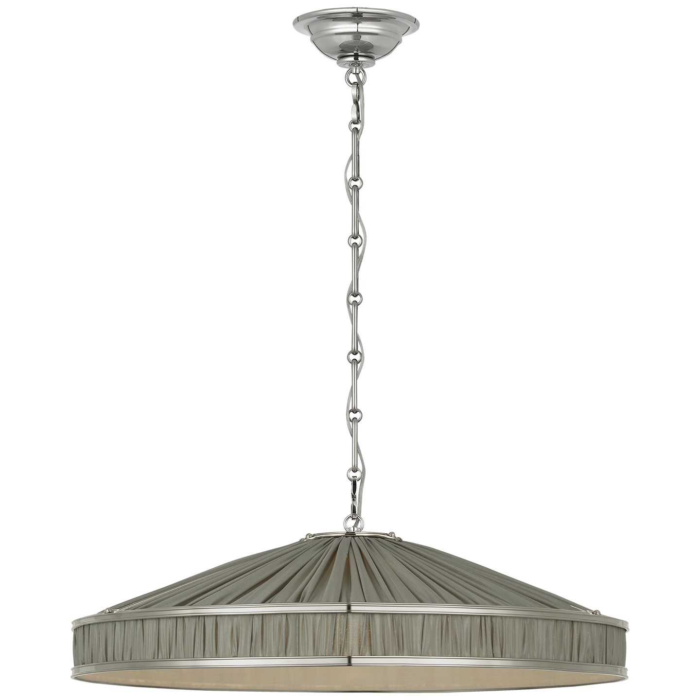 Allister 24" Galleried Hanging Shade in Polished Nickel with Pleated Mist Silk
