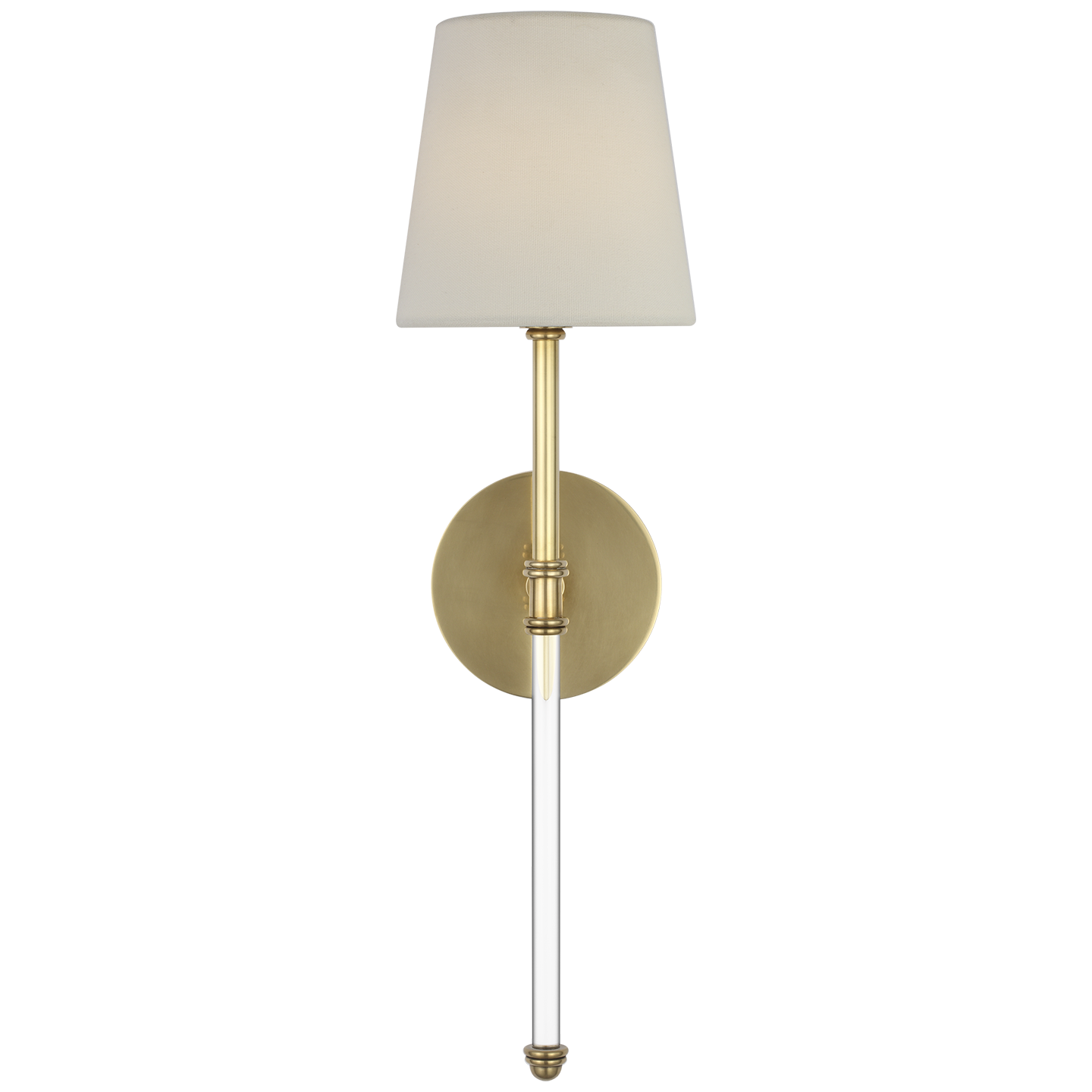 Camille 20" Cordless Sconce in Hand-Rubbed Antique Brass with Linen Shade