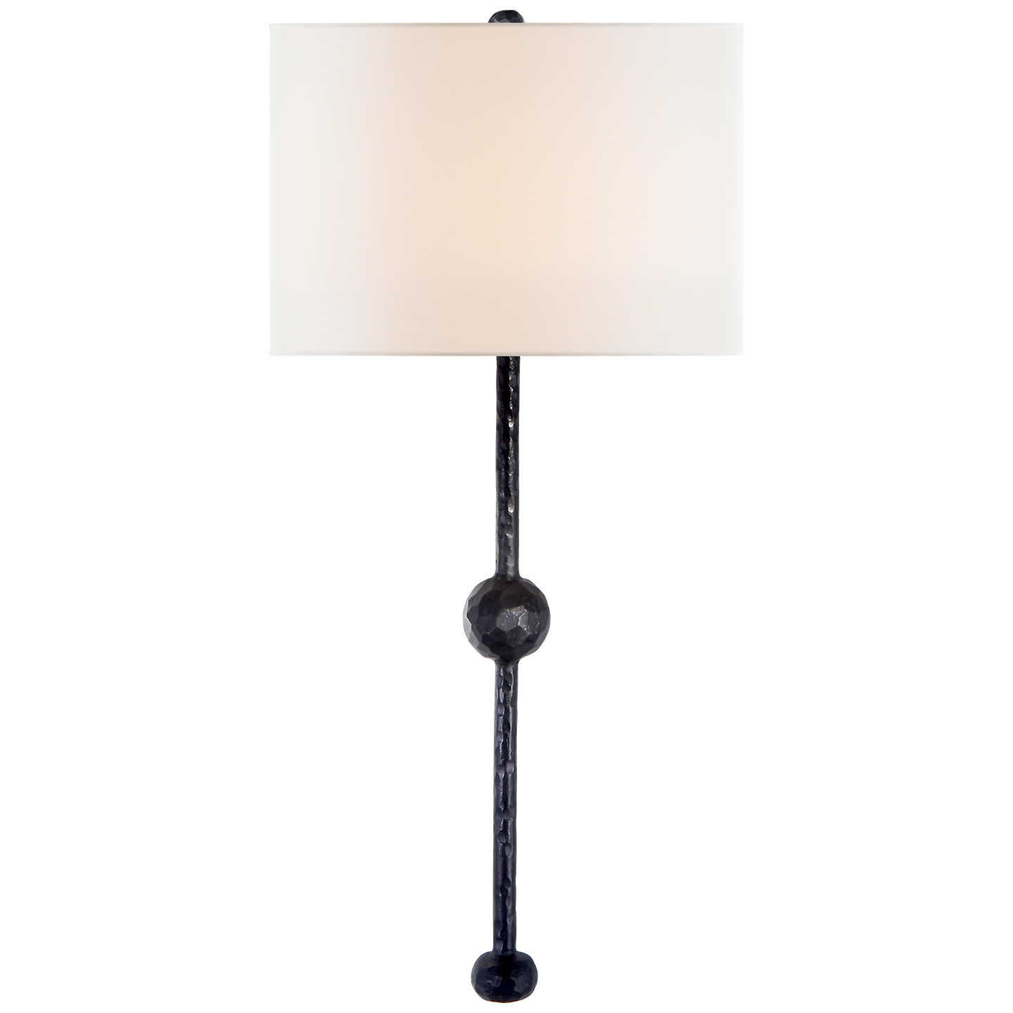 Carey Rail Sconce in Aged Iron with Linen Shade Open Box