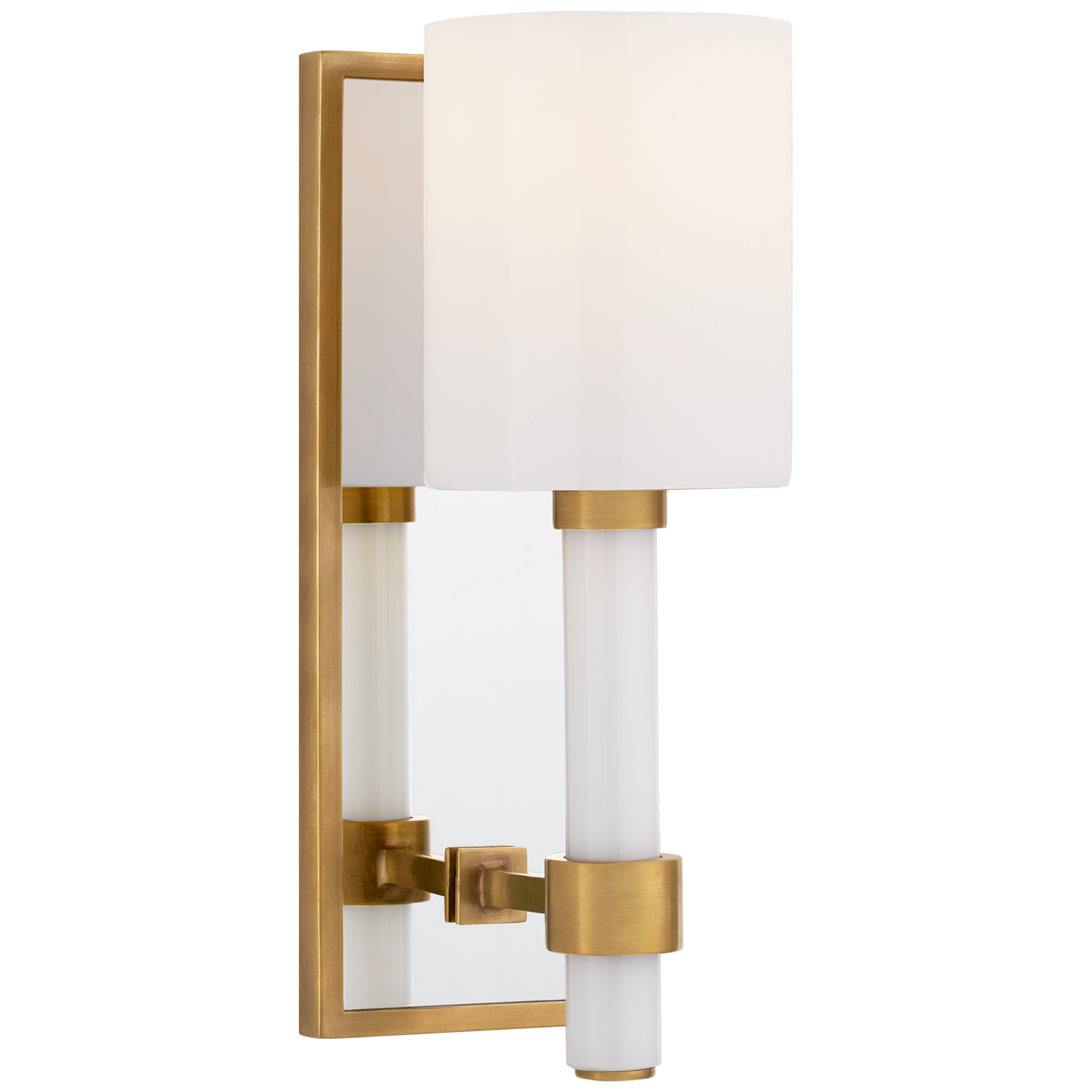 Maribelle Single Sconce in Hand-Rubbed Antique Brass with White Glass  Open Box