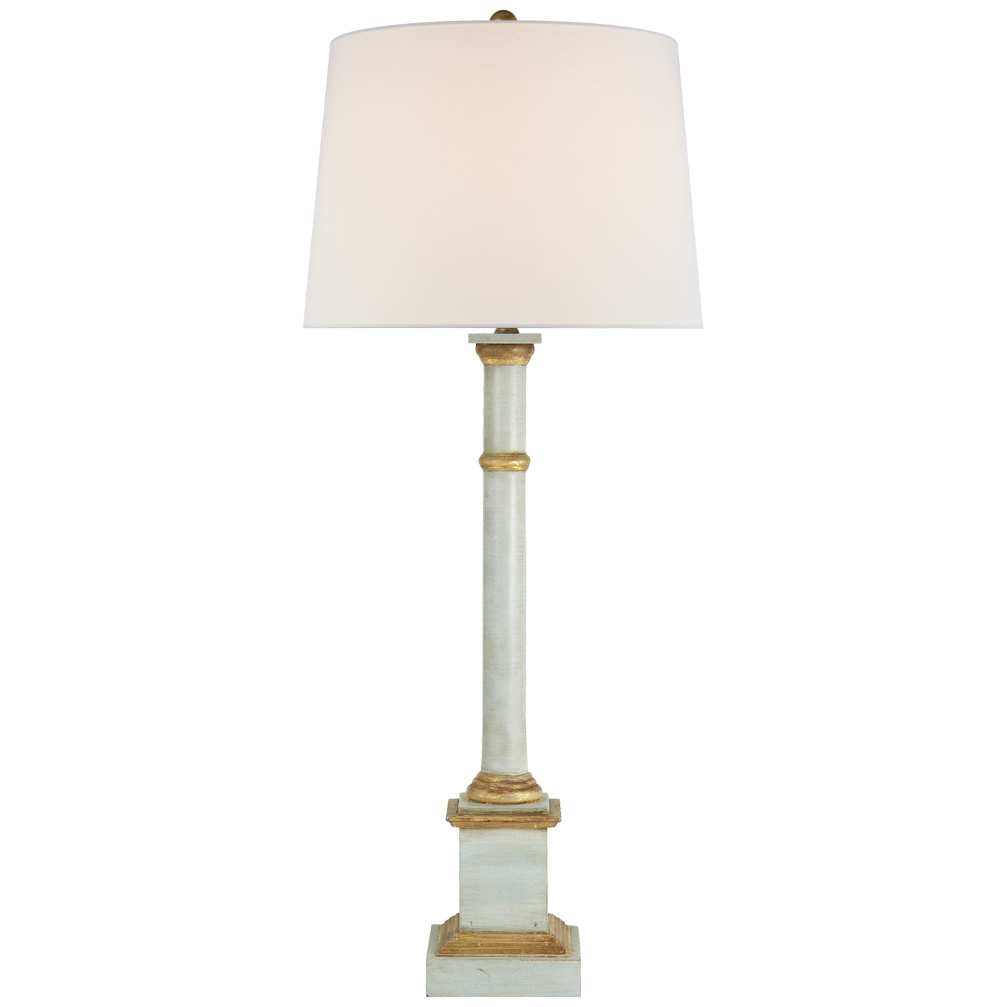Josephine Table Lamp in Light Blue with Antique Gold Leaf with Linen Shade Open Box