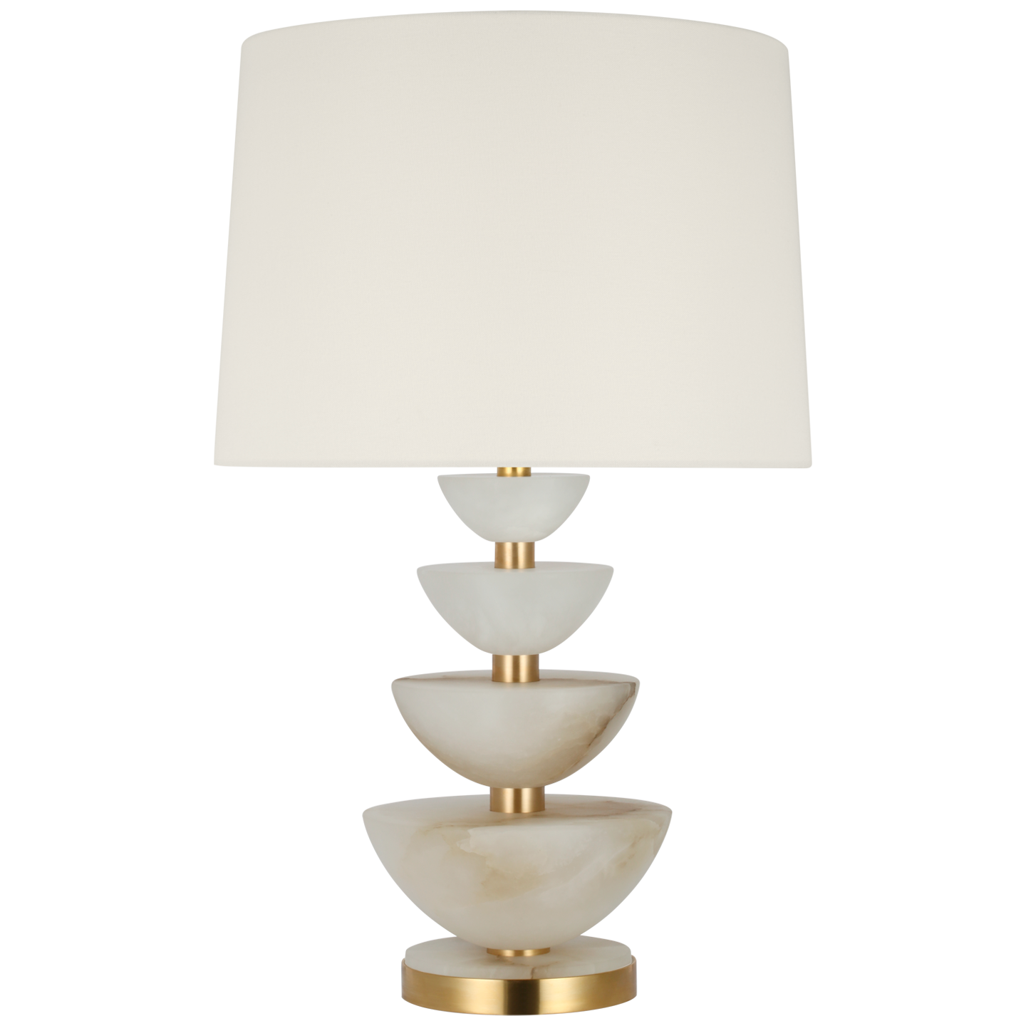 Aubert 28" Table Lamp in Alabaster and Hand-Rubbed Antique Brass with Linen Shade