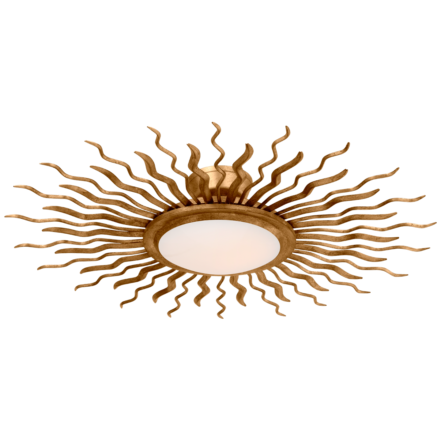 Re 31" Semi-Flush Mount in Gilded Iron with White Glass
