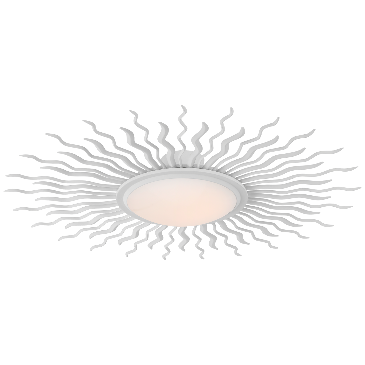 Re 38" Semi-Flush Mount in Matte White with White Glass