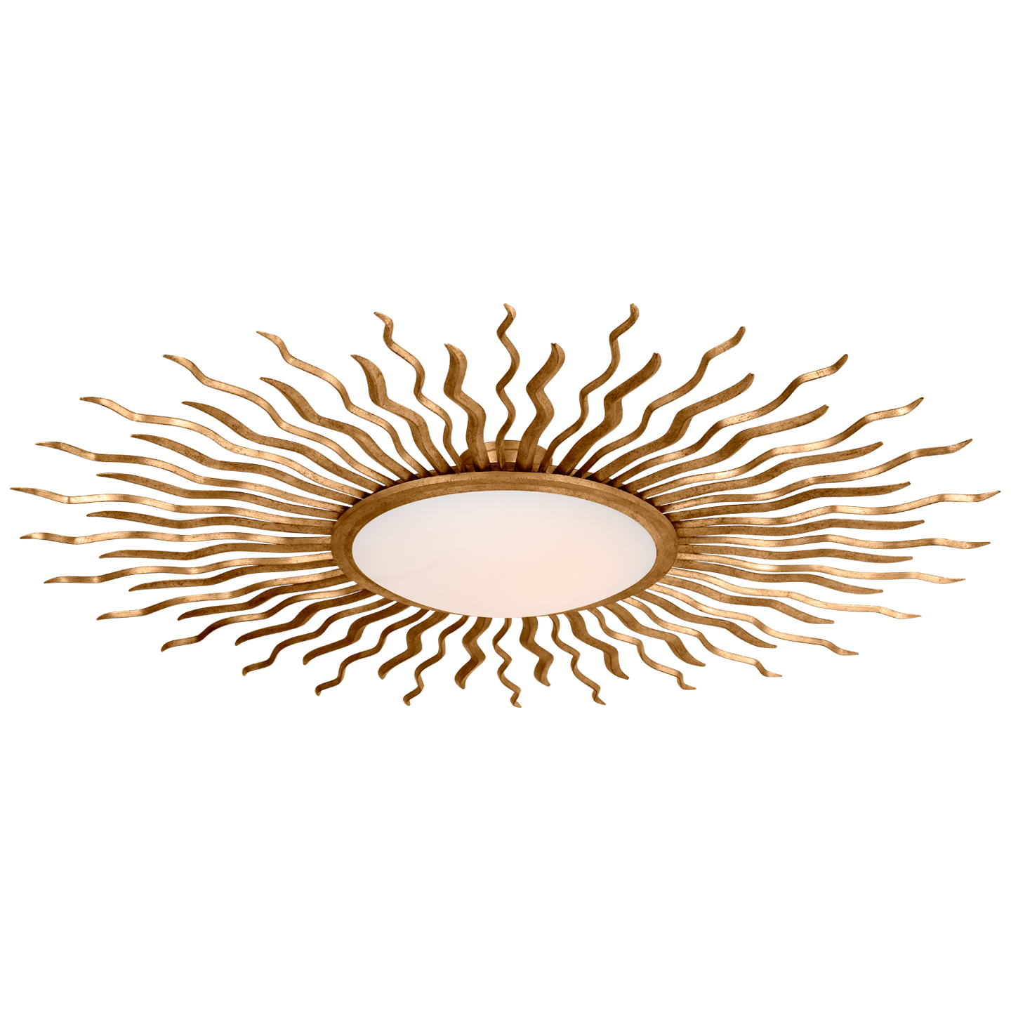 Re 49" Semi-Flush Mount in Gilded Iron with White Glass