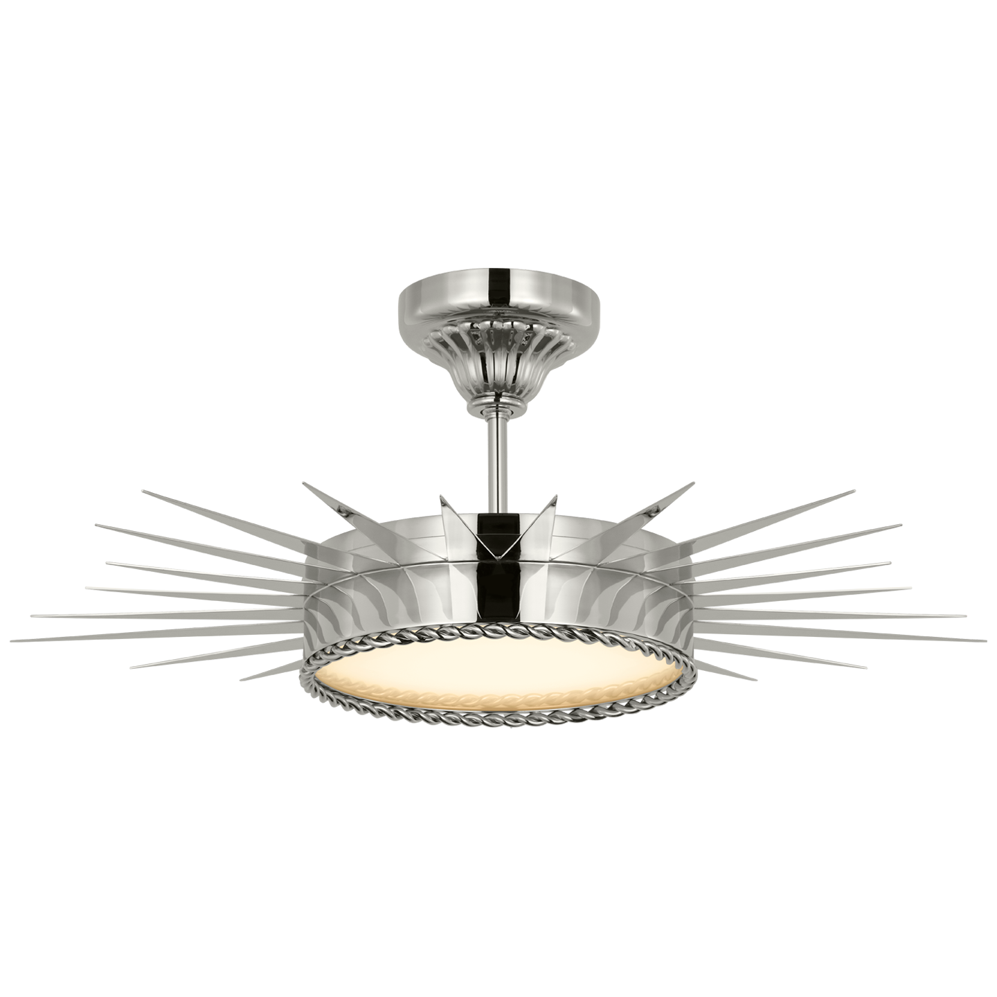 Soleil 28" Semi-Flush Mount in Polished Nickel with White Glass
