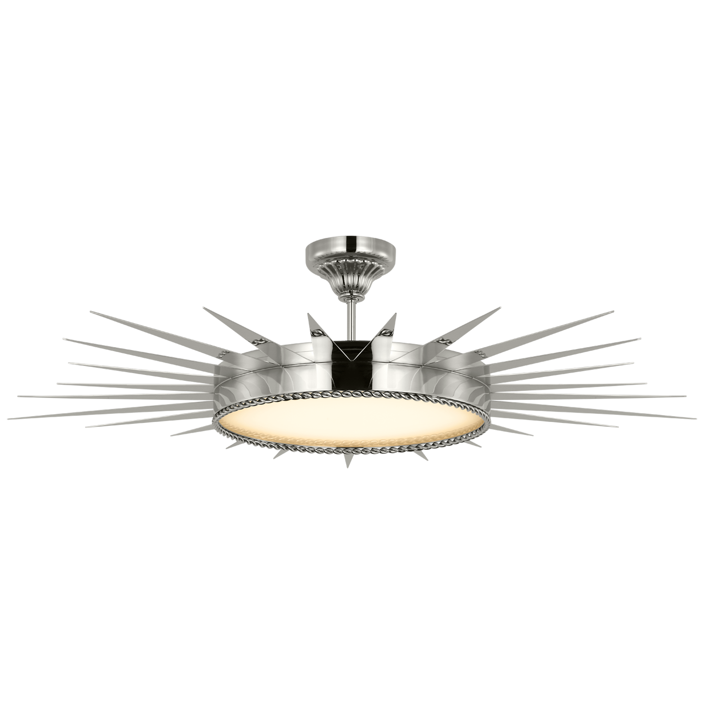 Soleil 45" Semi-Flush Mount in Polished Nickel with White Glass