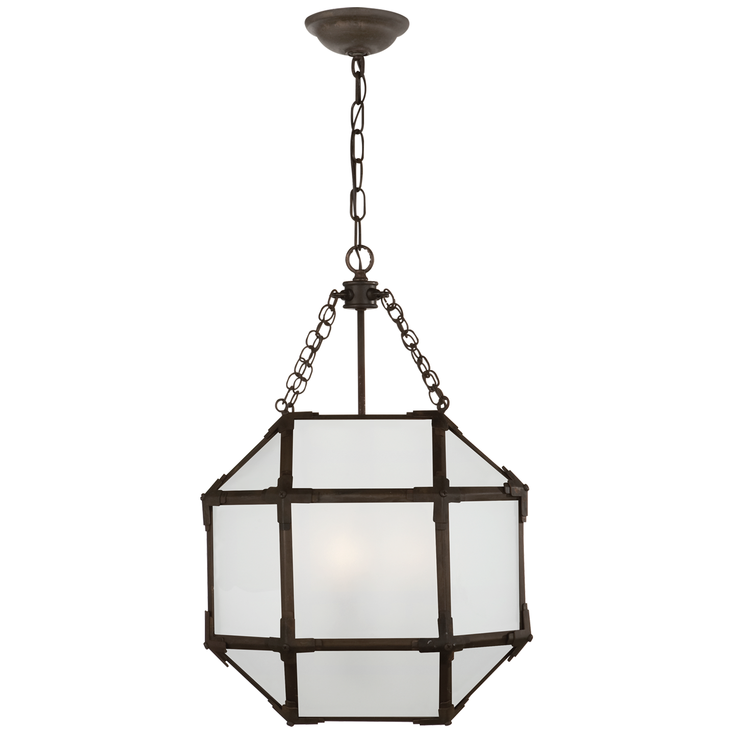 Morris Small Lantern in Antique Zinc with Frosted Glass Open Box