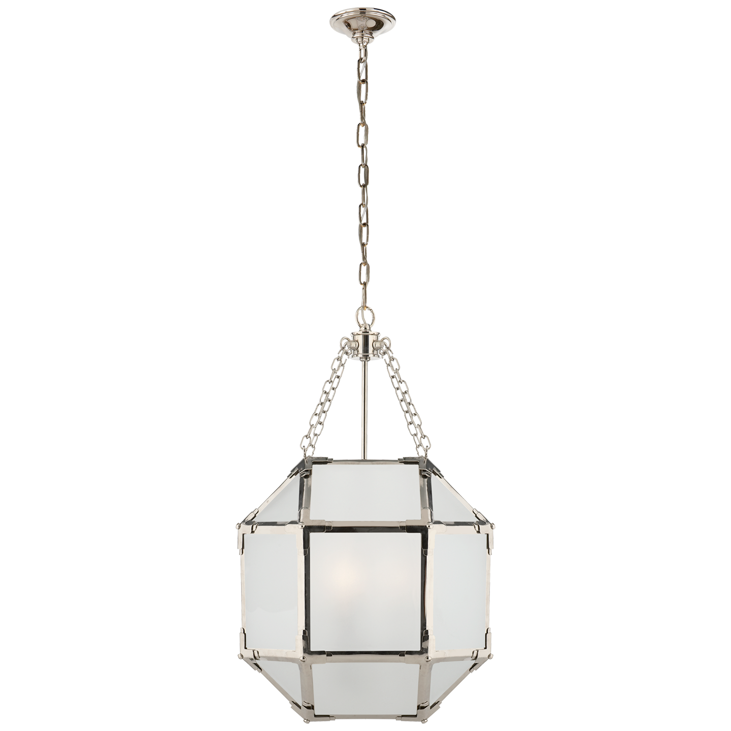 Morris Small Lantern in Polished Nickel with Frosted Glass