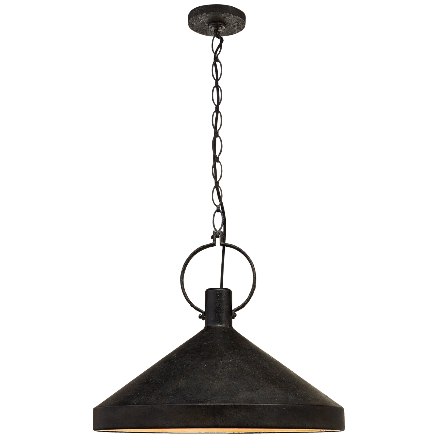 Limoges Grande Pendant in Natural Rust with Aged Iron Shade Open Box