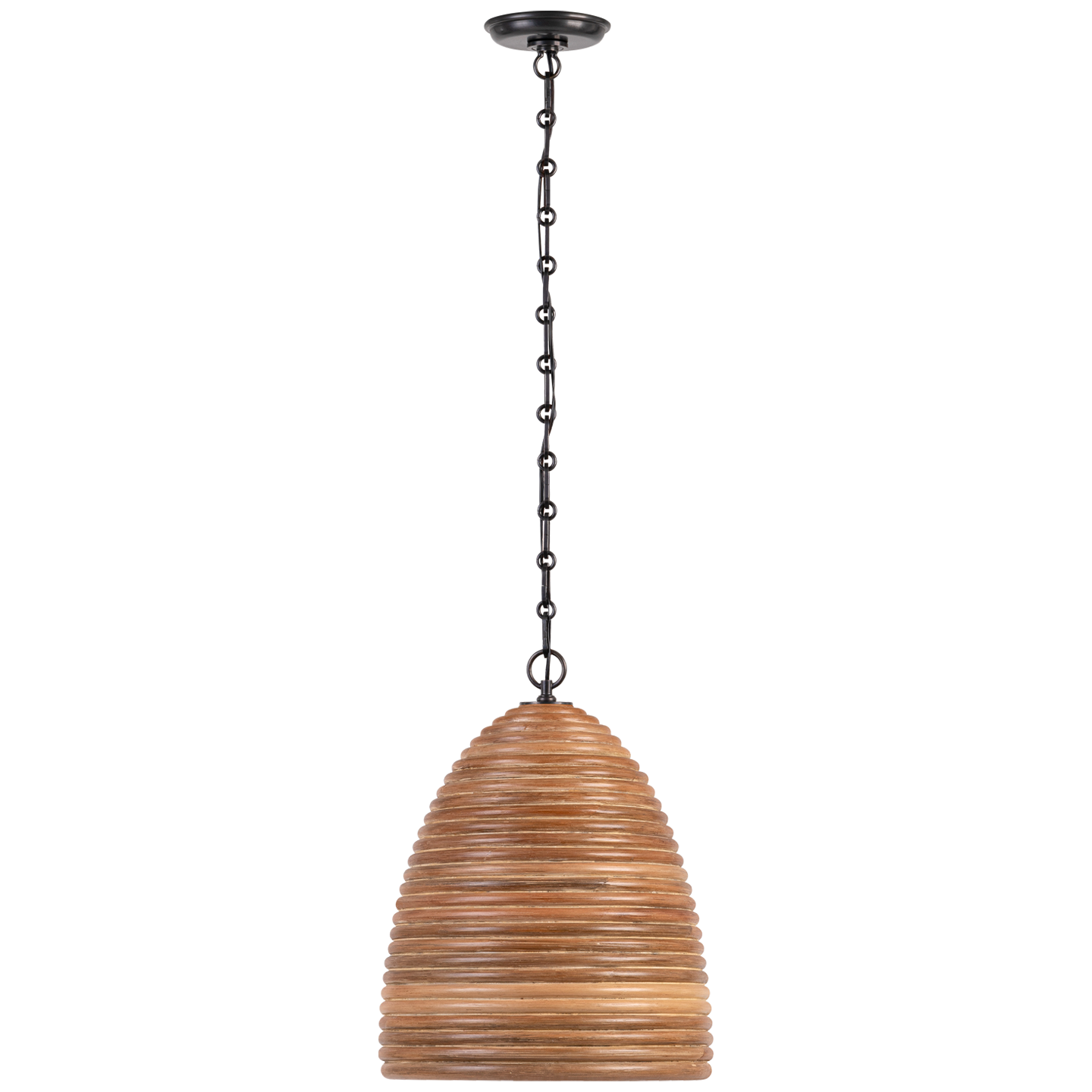 Emerson 14" Pendant in Bronze with Natural Rattan Shade