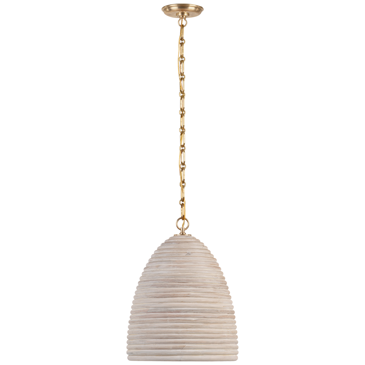 Emerson 14" Pendant in Hand-Rubbed Antique Brass with Ash Rattan Shade