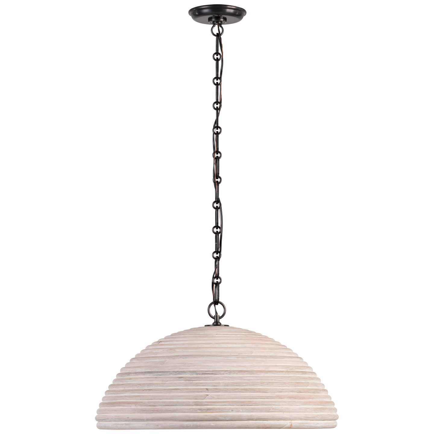 Emerson 23" Pendant in Bronze with Ash Rattan Shade