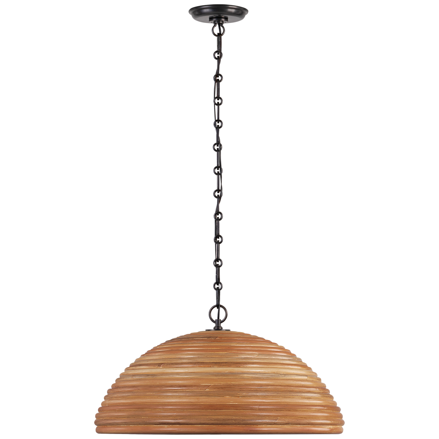 Emerson 23" Pendant in Bronze with Natural Rattan Shade