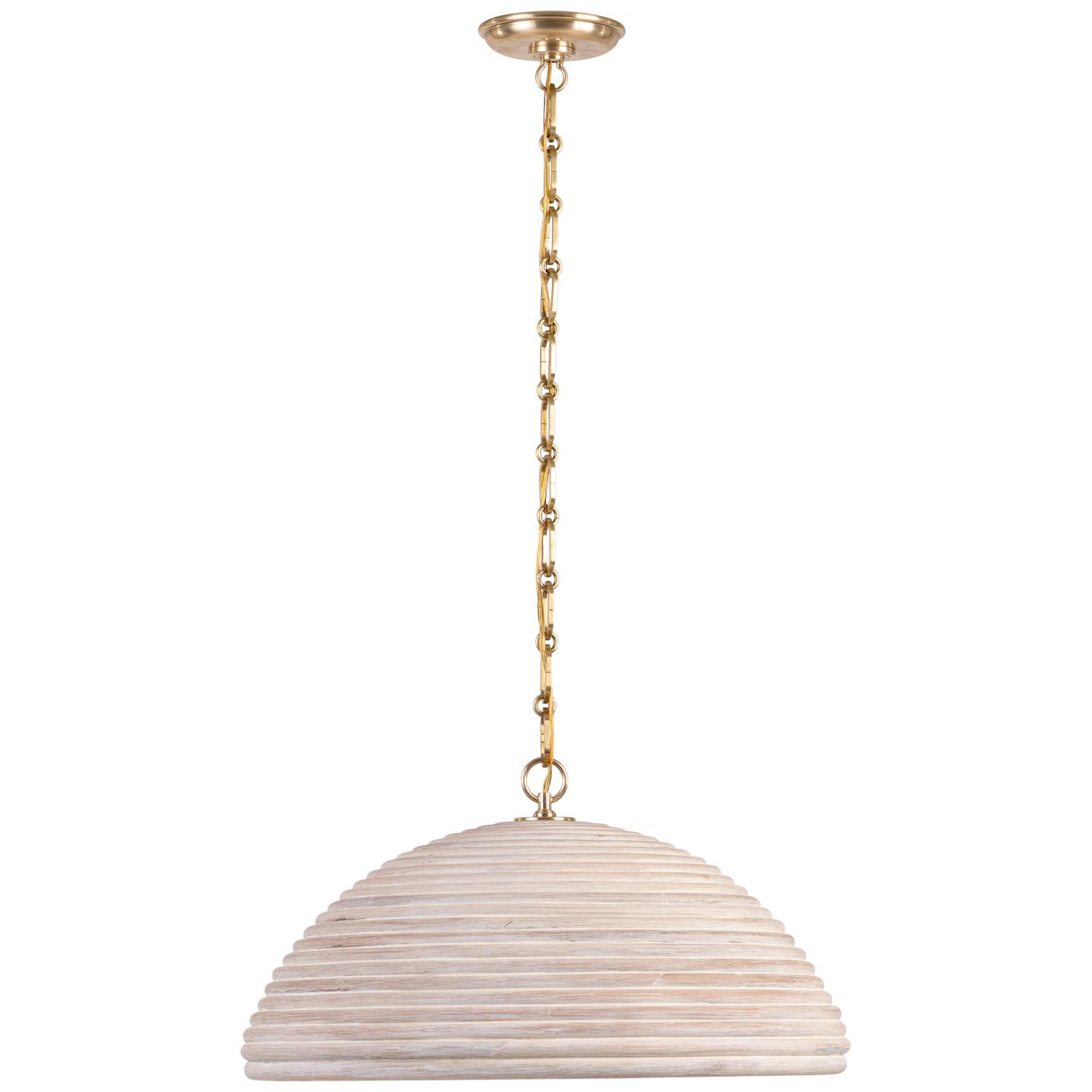 Emerson 23" Pendant in Hand-Rubbed Antique Brass with Ash Rattan Shade