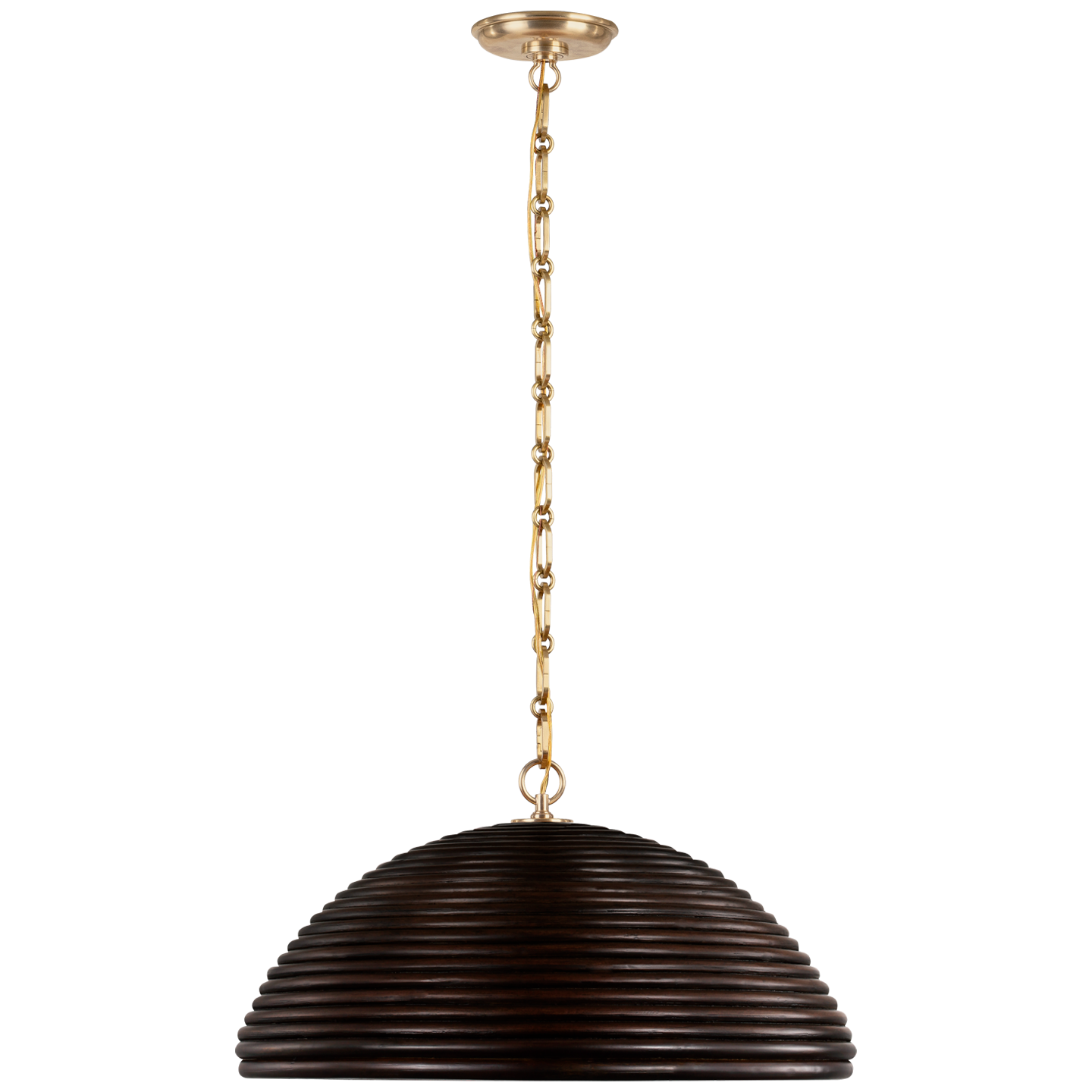 Emerson 23" Pendant in Hand-Rubbed Antique Brass with Espresso Rattan Shade