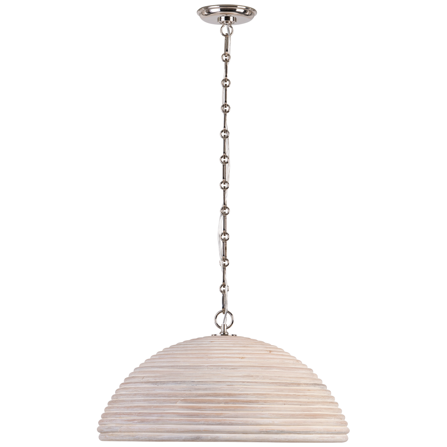 Emerson 23" Pendant in Polished Nickel with Ash Rattan Shade