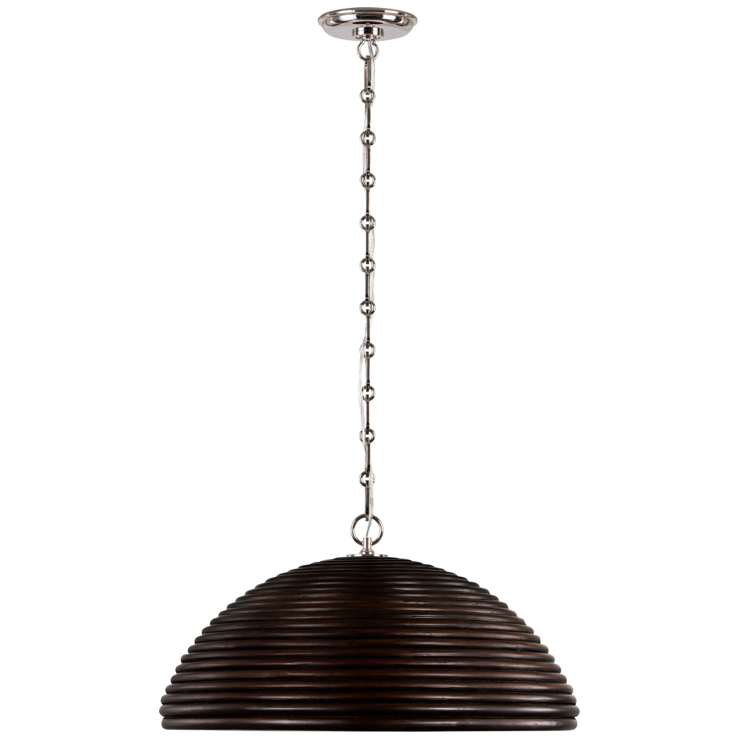 Emerson 23" Pendant in Polished Nickel with Espresso Rattan Shade
