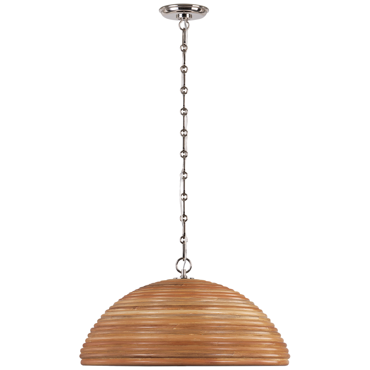 Emerson 23" Pendant in Polished Nickel with Natural Rattan Shade