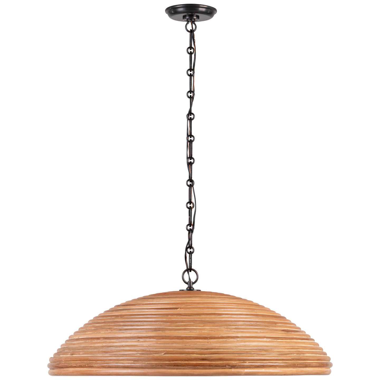 Emerson 29" Pendant in Bronze with Natural Rattan Shade