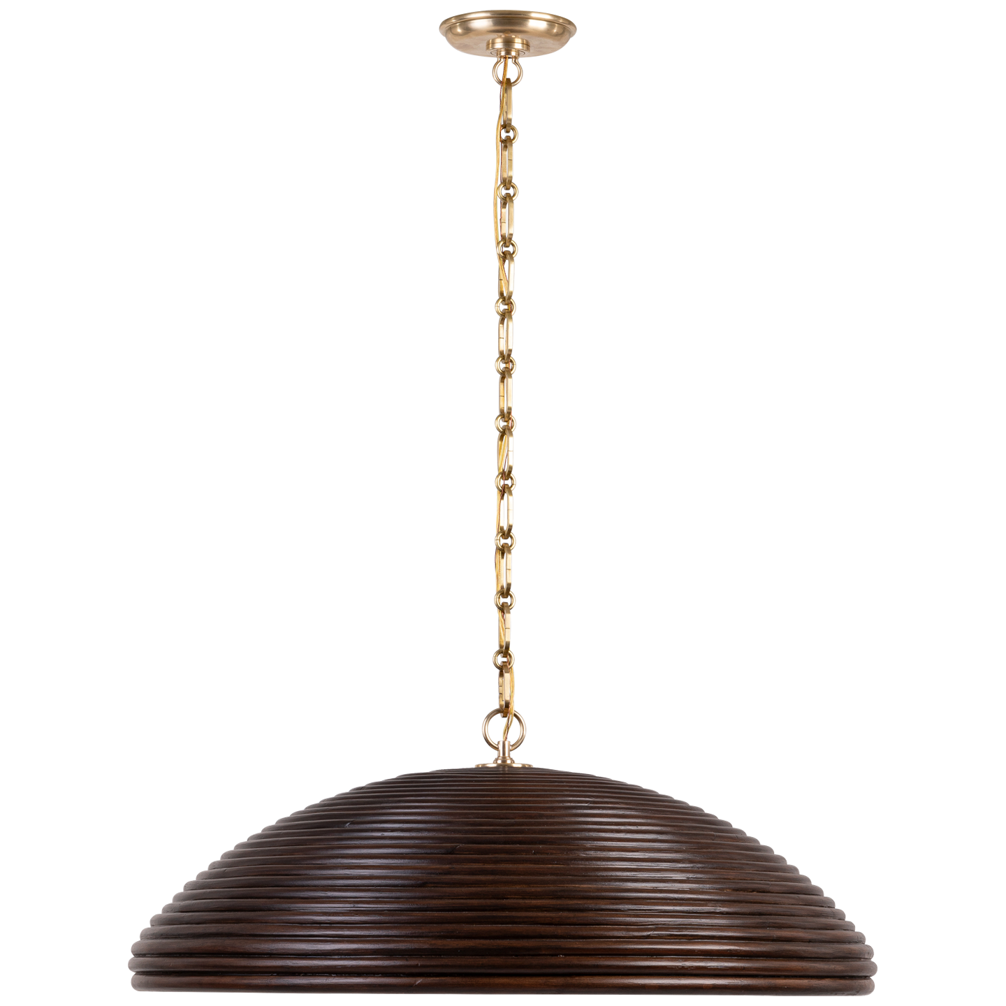 Emerson 29" Pendant in Hand-Rubbed Antique Brass with Espresso Rattan Shade