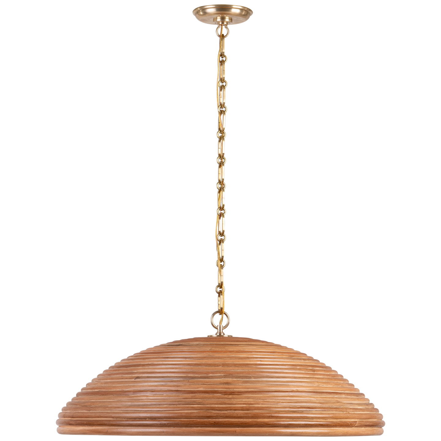 Emerson 29" Pendant in Hand-Rubbed Antique Brass with Natural Rattan Shade