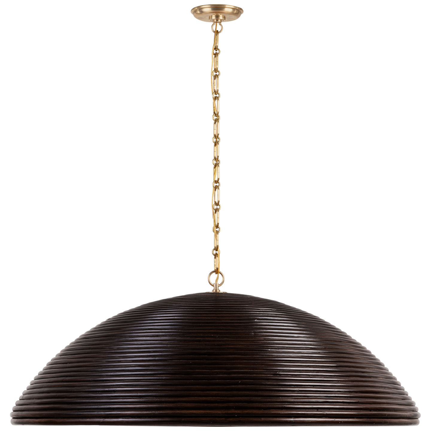 Emerson 42" Pendant in Hand-Rubbed Antique Brass with Espresso Rattan Shade