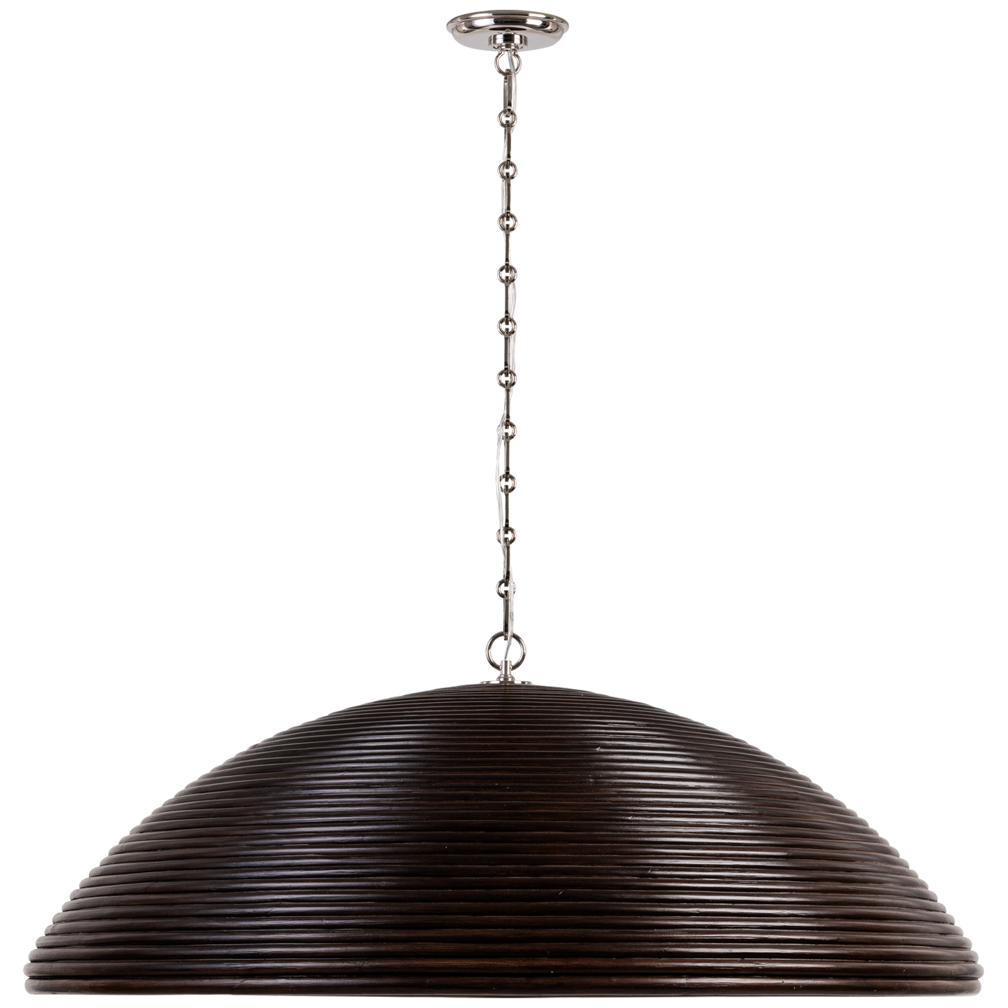 Emerson 42" Pendant in Polished Nickel with Espresso Rattan Shade