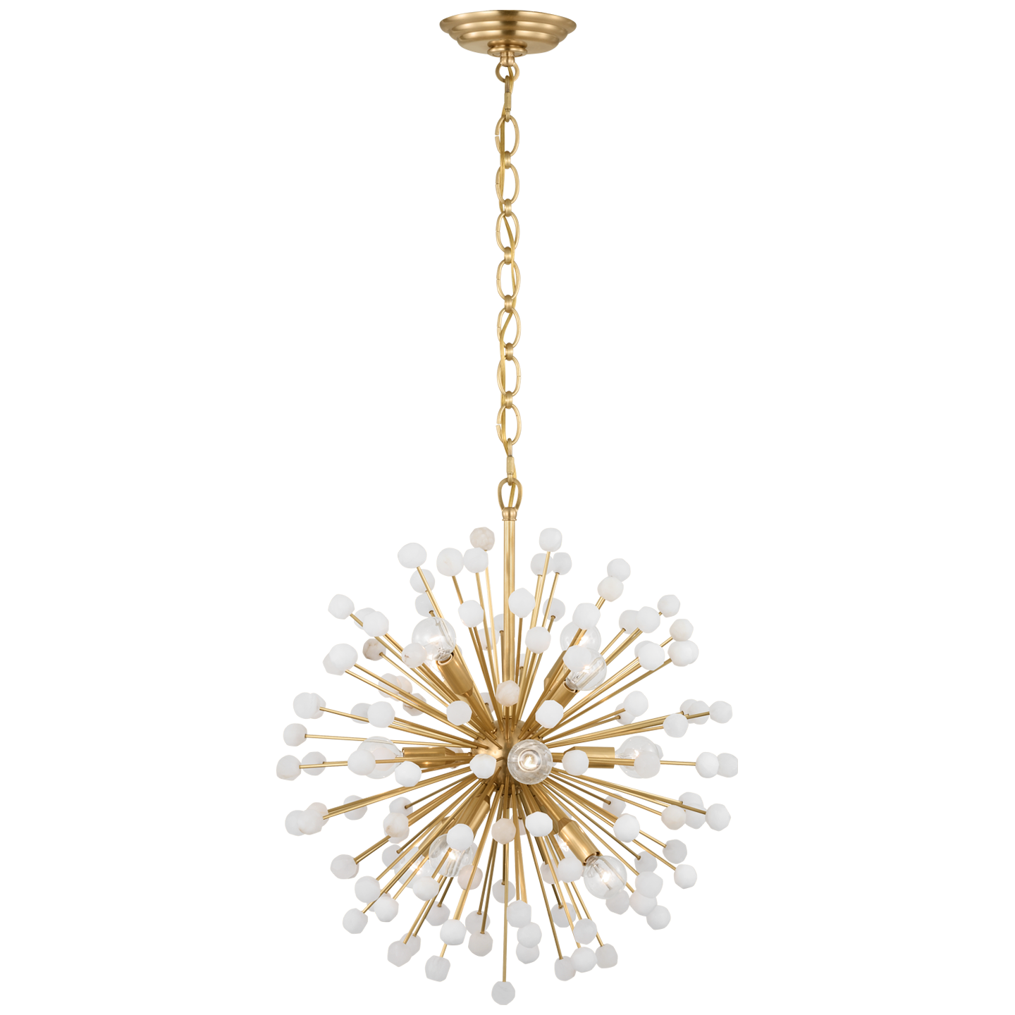 Lys 21" Chandelier in Hand-Rubbed Antique Brass and Alabaster