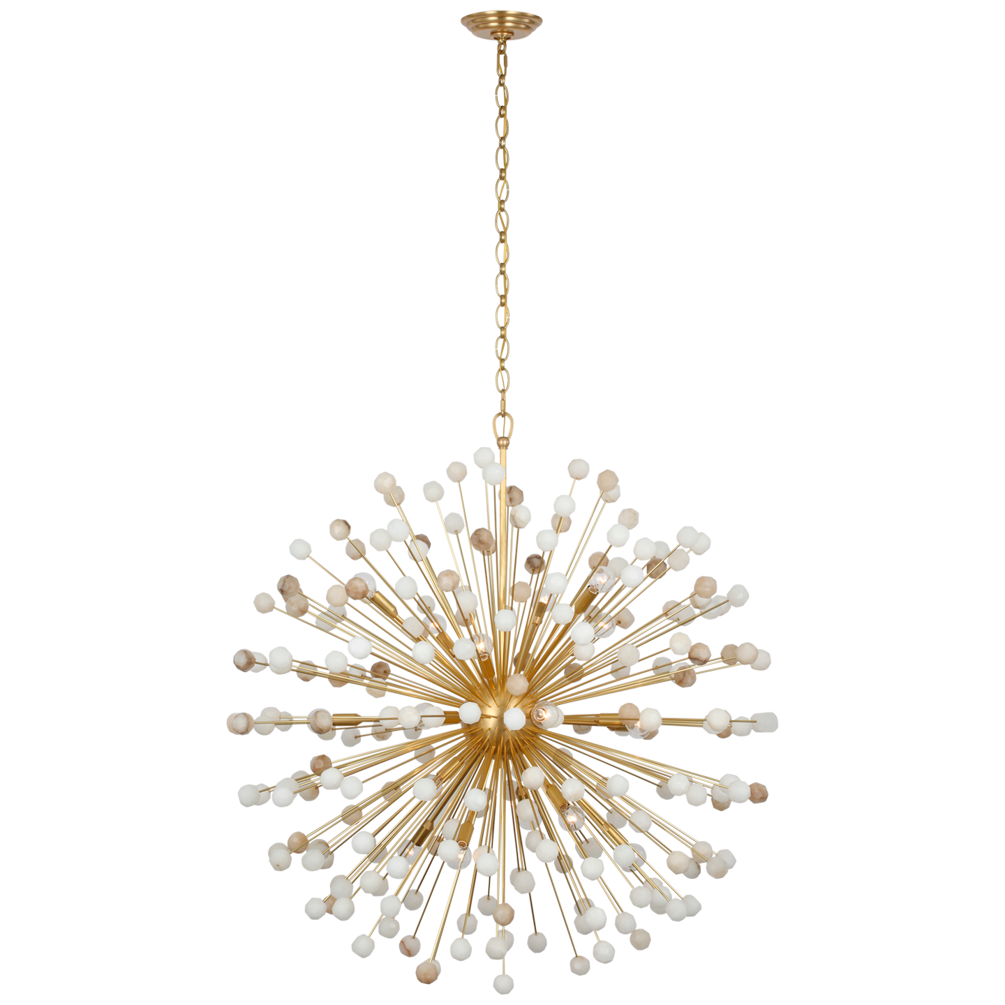 Lys 41" Chandelier in Hand-Rubbed Antique Brass and Alabaster