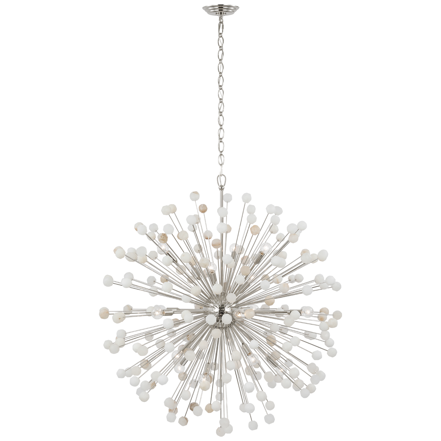 Lys 41" Chandelier in Polished Nickel and Alabaster