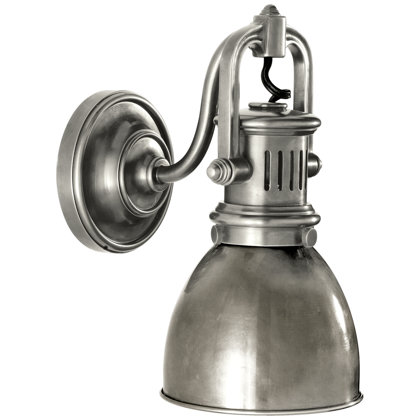 Yoke Suspended Sconce in Antique Nickel with Antique Nickel Shade Open Box